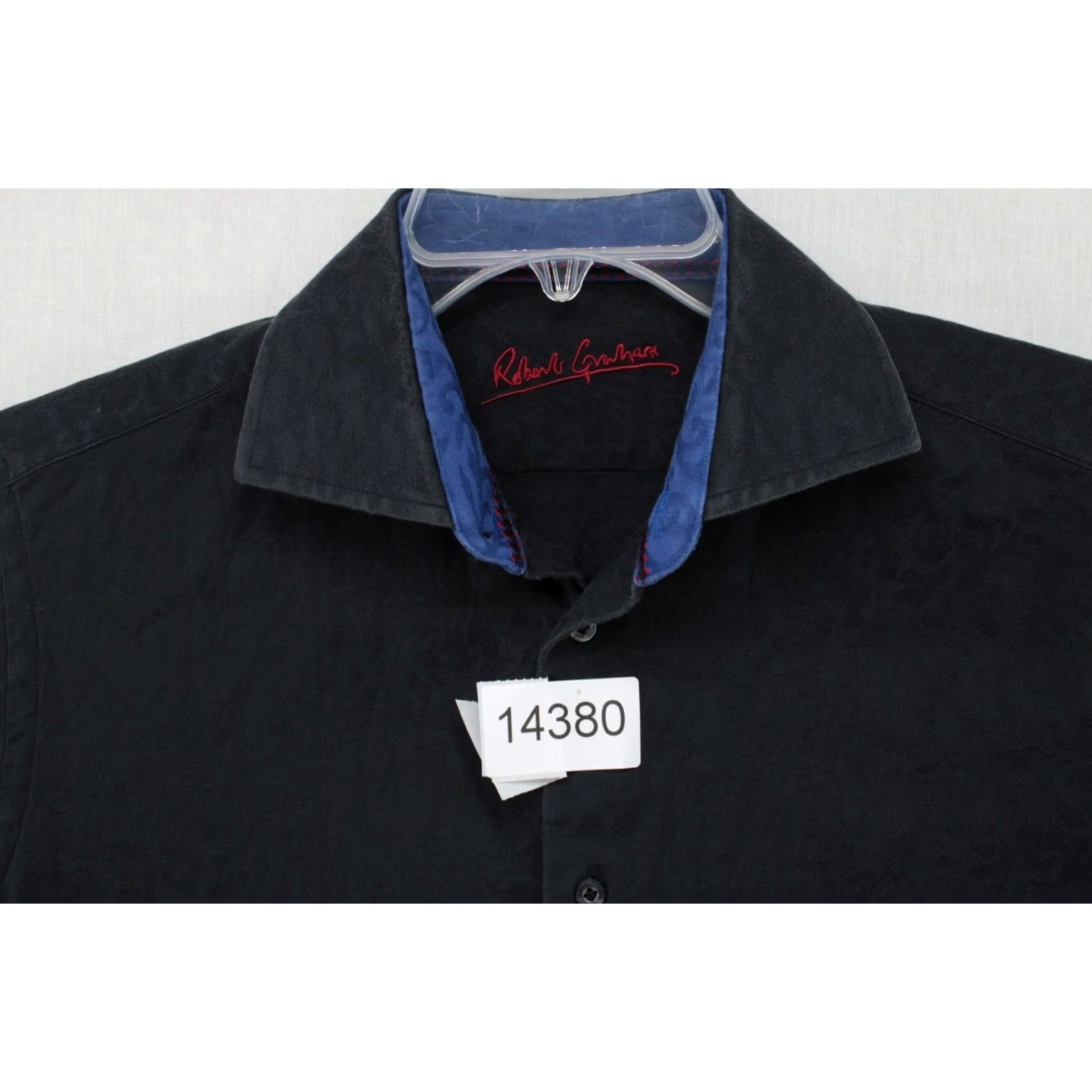 Robert Graham Robert Graham Shirt Mens Medium 15.5 Black Flip Cuff Embroidered Preppy Designer Wearable Art Shirt Bagde? Size US M / EU 48-50 / 2 - 8 Thumbnail