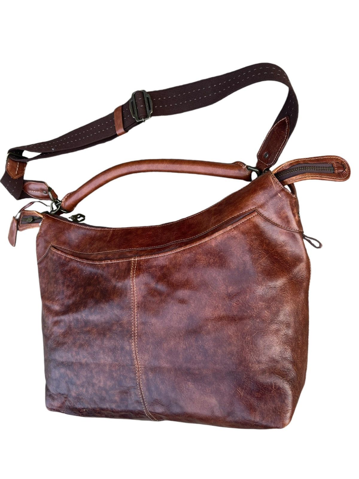 Leather Vintage Aniary Japan Distress Patina Leather 2 Way Bag Size ONE SIZE - 7 Thumbnail