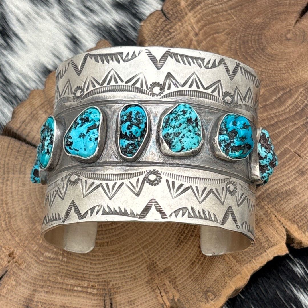 Native TAWNEY WILLIE Navajo/Sioux Sterling Turquoise Cuff Bracelet Size ONE SIZE - 1 Thumbnail