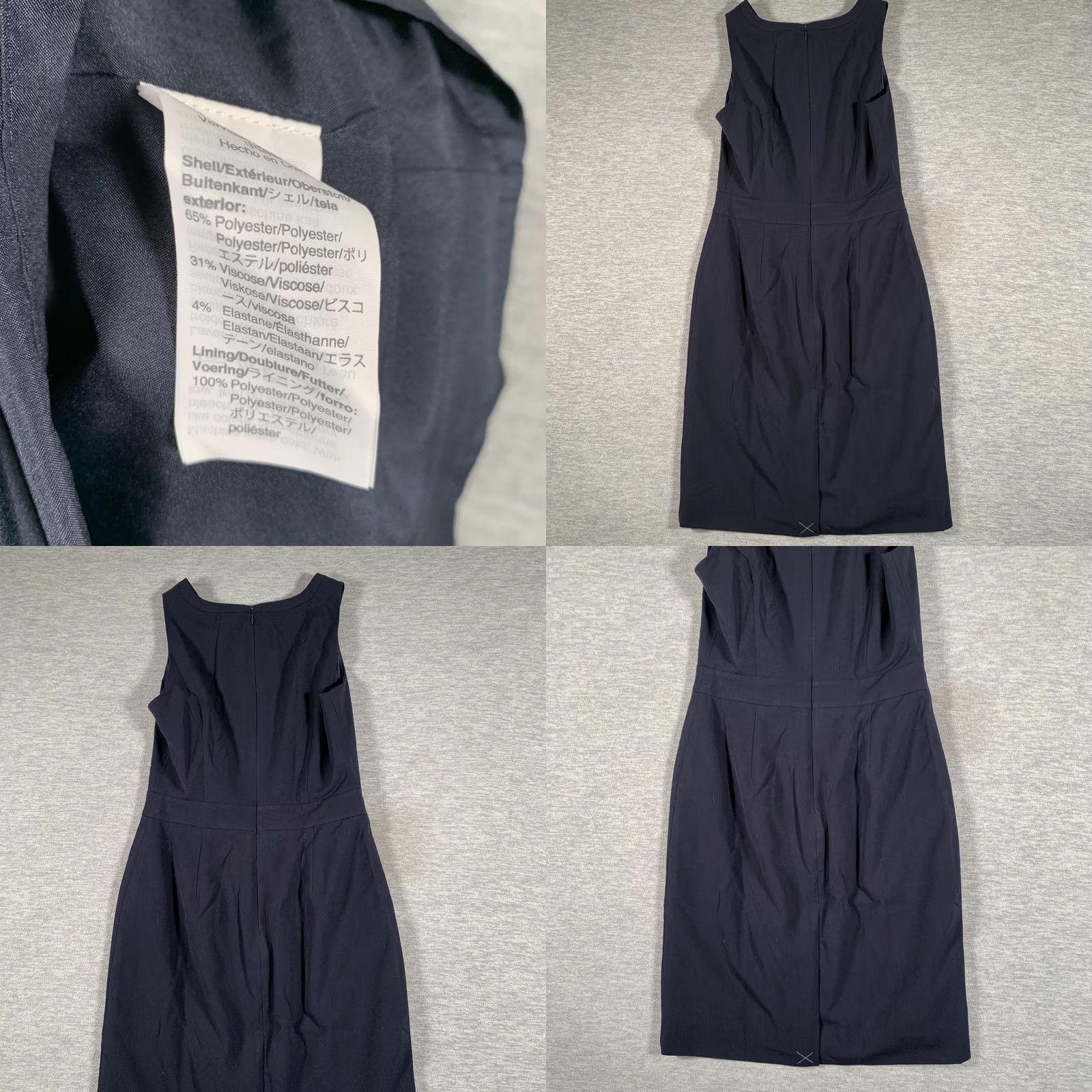 J.Crew J.CREW Dress Womens 2 Navy Sleeveless Sheath Knee Length Work Office Career Boatneck? Size XS / US 0-2 / IT 36-38 - 8 Thumbnail