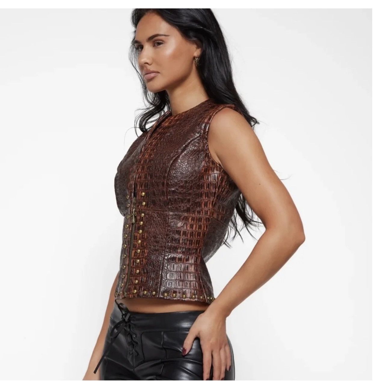 Other A Vintage Fit Crocodile Leather Top Size M / US 6-8 / IT 42-44 - 4 Thumbnail