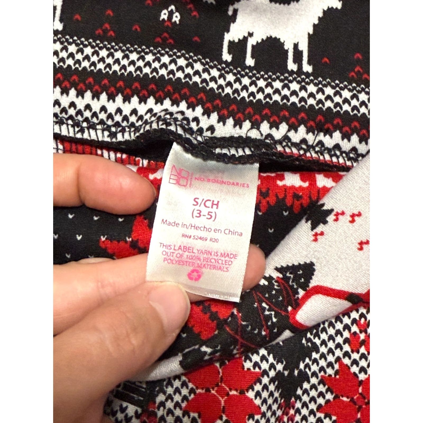 Vintage No Boundaries Leggings, Women’s Small, Black Red White Holiday Winter Lined Ankled Size 28" / US 6 / IT 42 - 4 Thumbnail