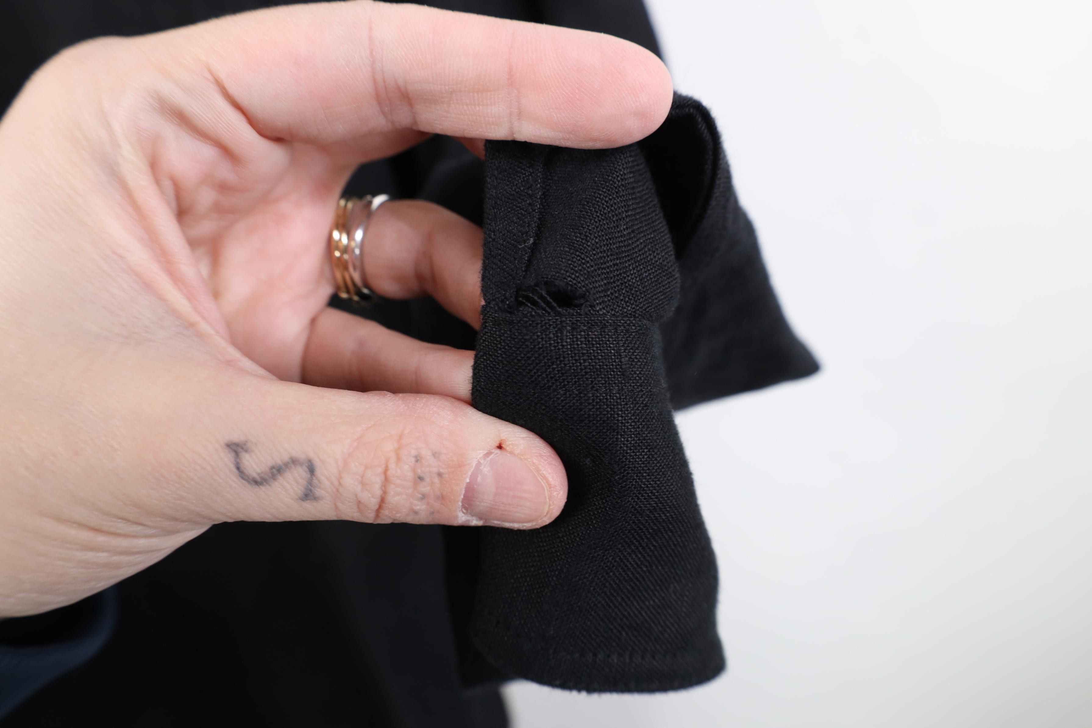 Vintage Vintage 90s Streetwear Gabardine Band Collar Button Shirt Size US L / EU 52-54 / 3 - 7 Thumbnail