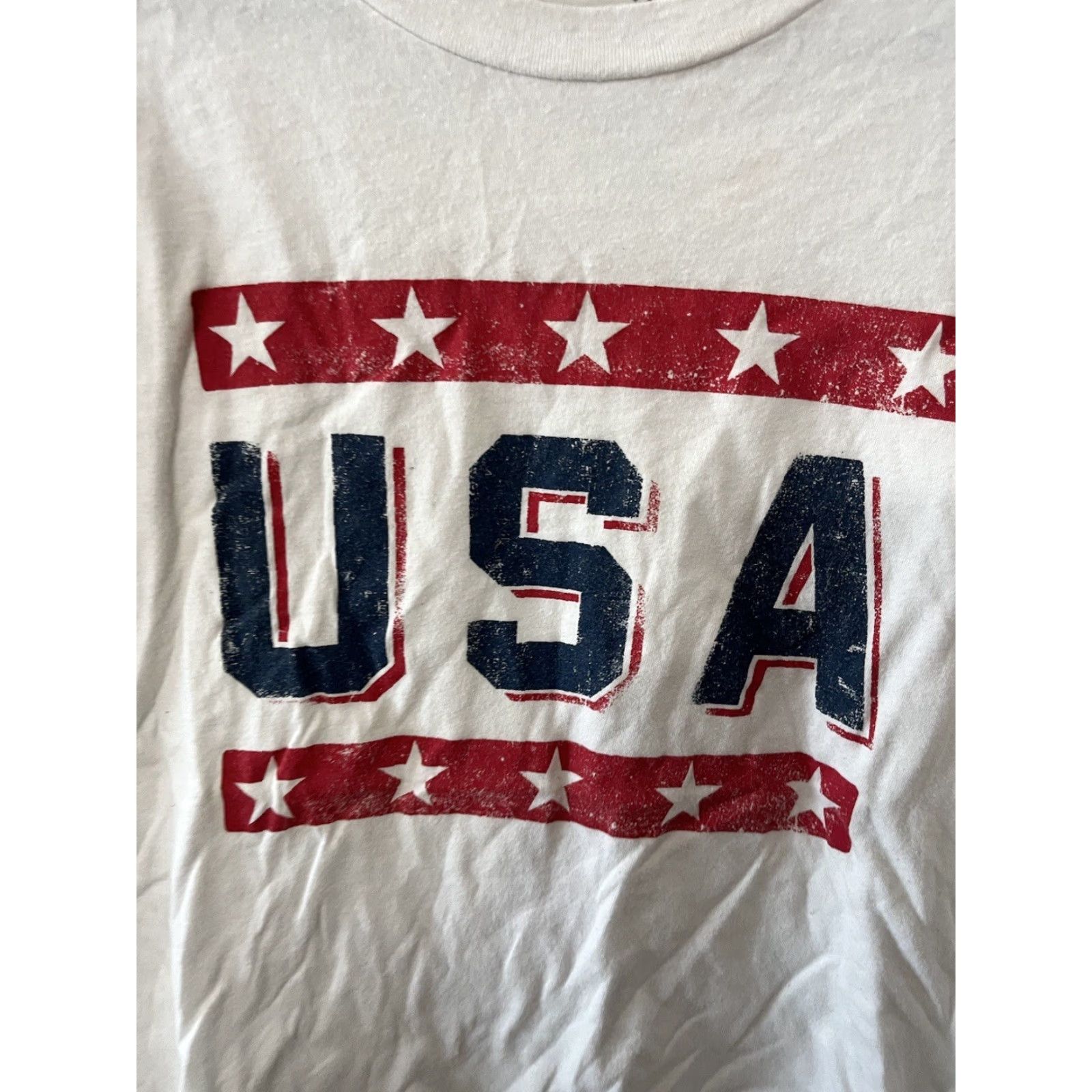 Aeropostale AeroPostale Womens White USA Cropped Boy T-Shirt Large Size L / US 10 / IT 46 - 2 Thumbnail