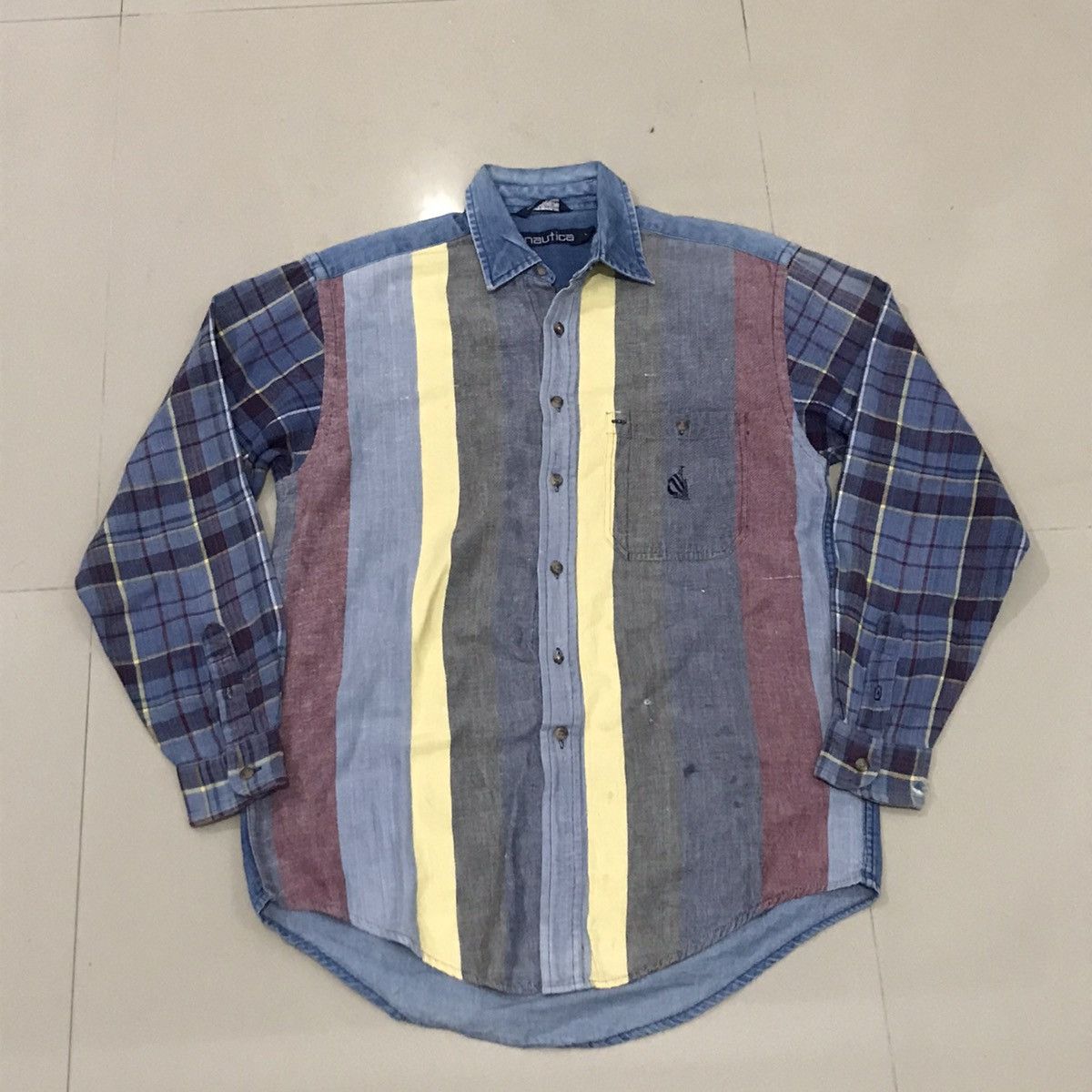 Nautica × Vintage Vintage Nautica 90’s Colourful Striped Long Sleeve Dress shi Size US M / EU 48-50 / 2 - 13 Thumbnail
