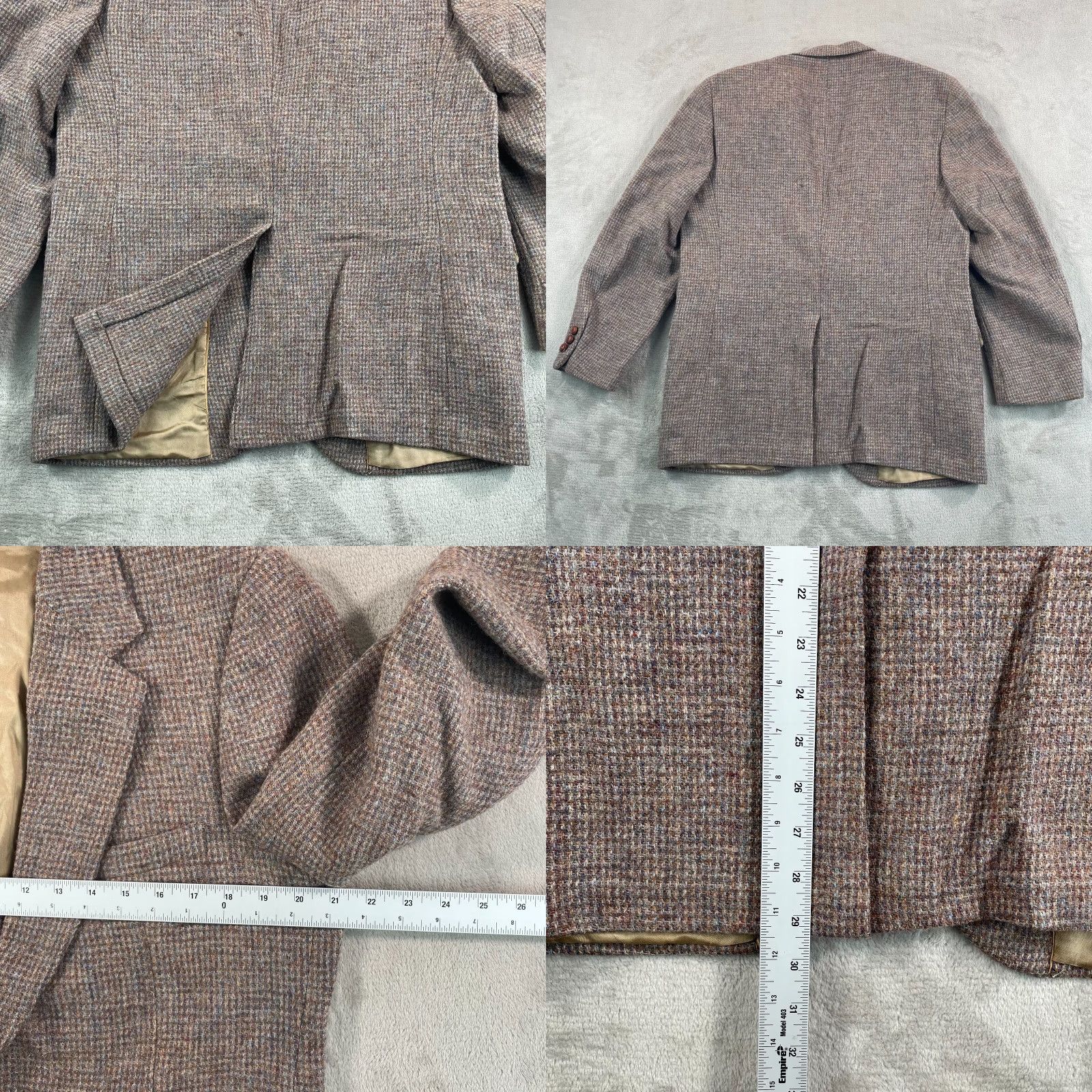 Harris Tweed VTG Harris Tweed Blazer Jacket Sport Coat Mens 42 Brown Blue Pure Wool USA Made Size 42R - 9 Thumbnail