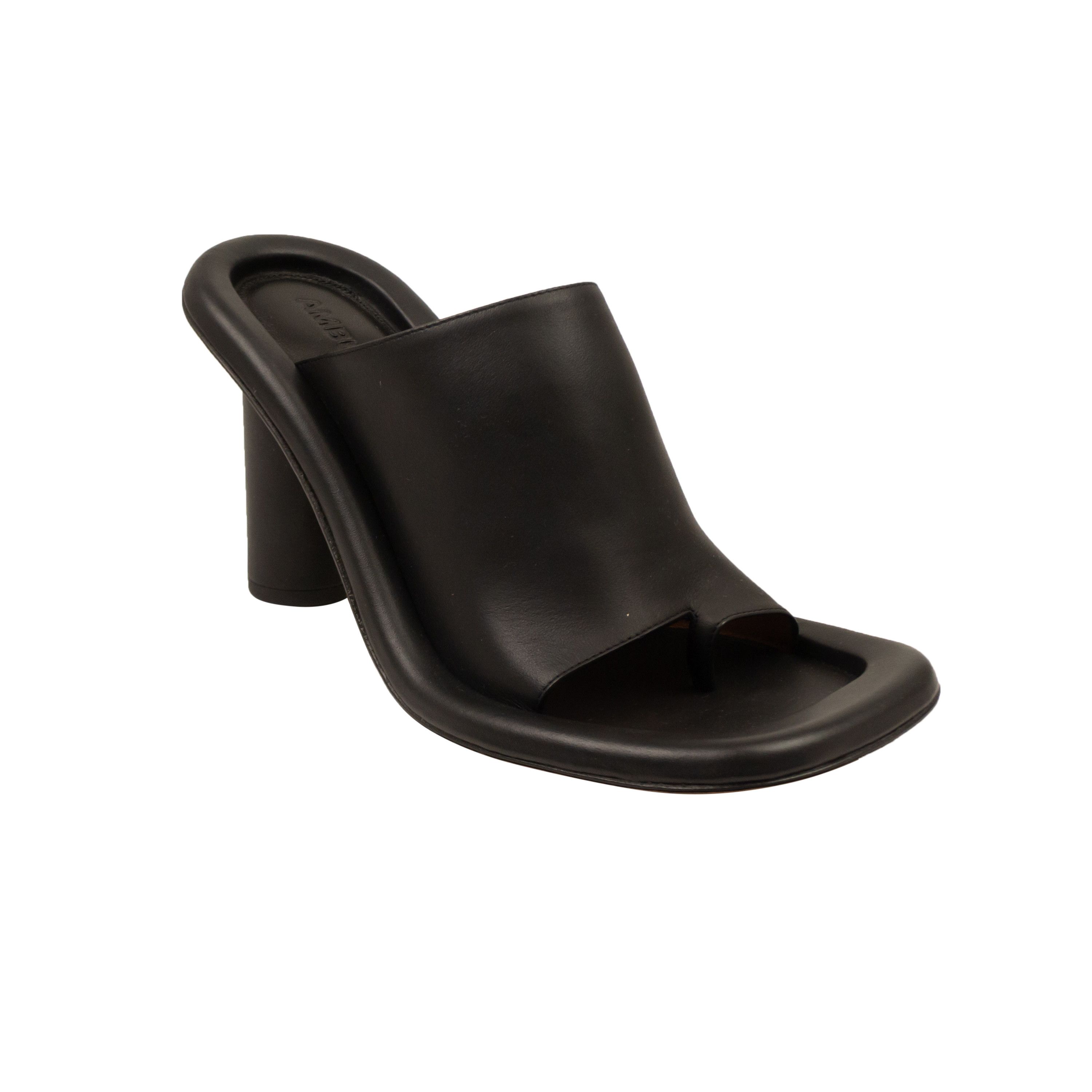 image of Ambush Design Black Leather Cushion Mule Shoess Size 10/40 Shoes, Women's