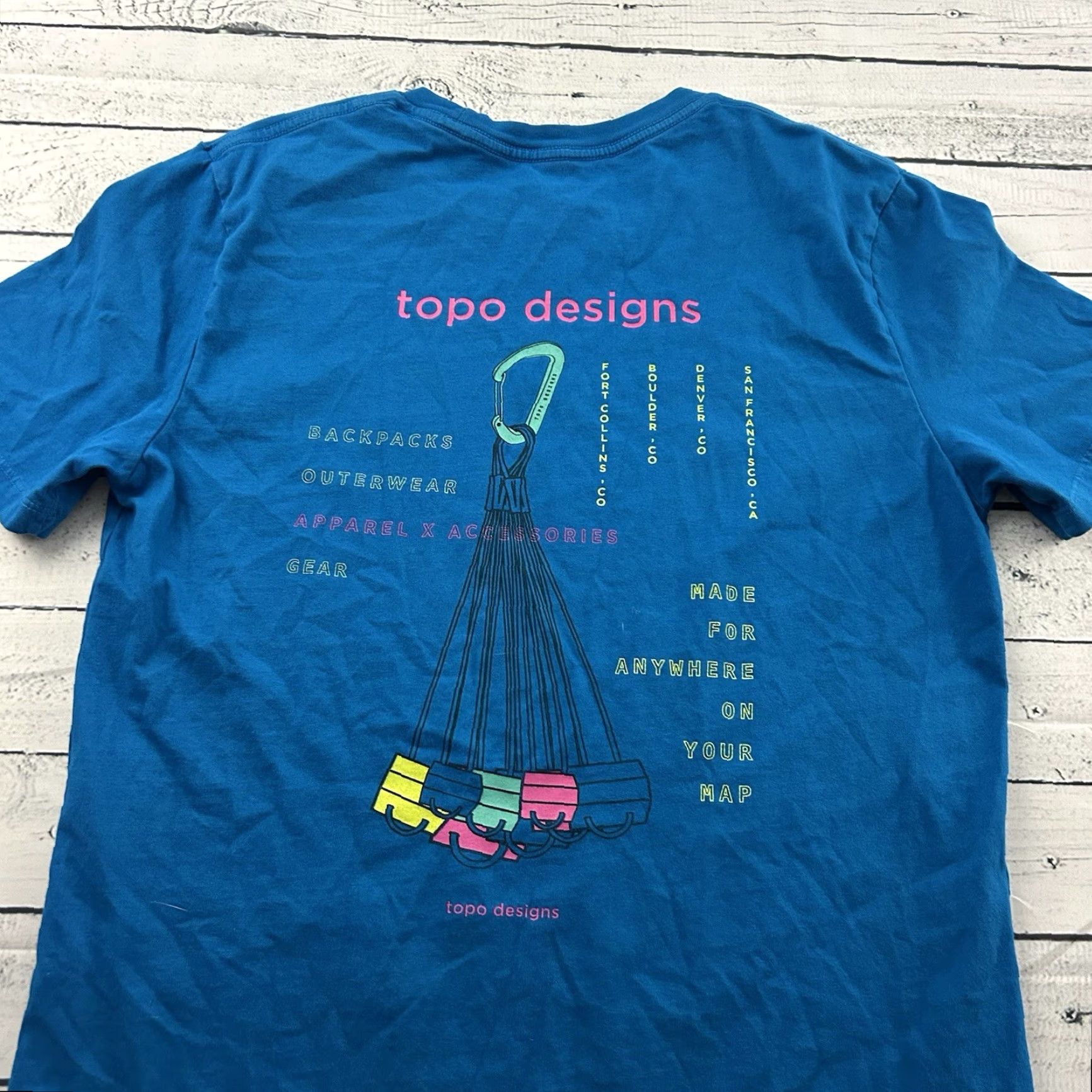 Topo Designs Topo Designs Short Sleeve T Shirt Men M Blue Made For Anywhere On Your Map Size US M / EU 48-50 / 2 - 7 Thumbnail