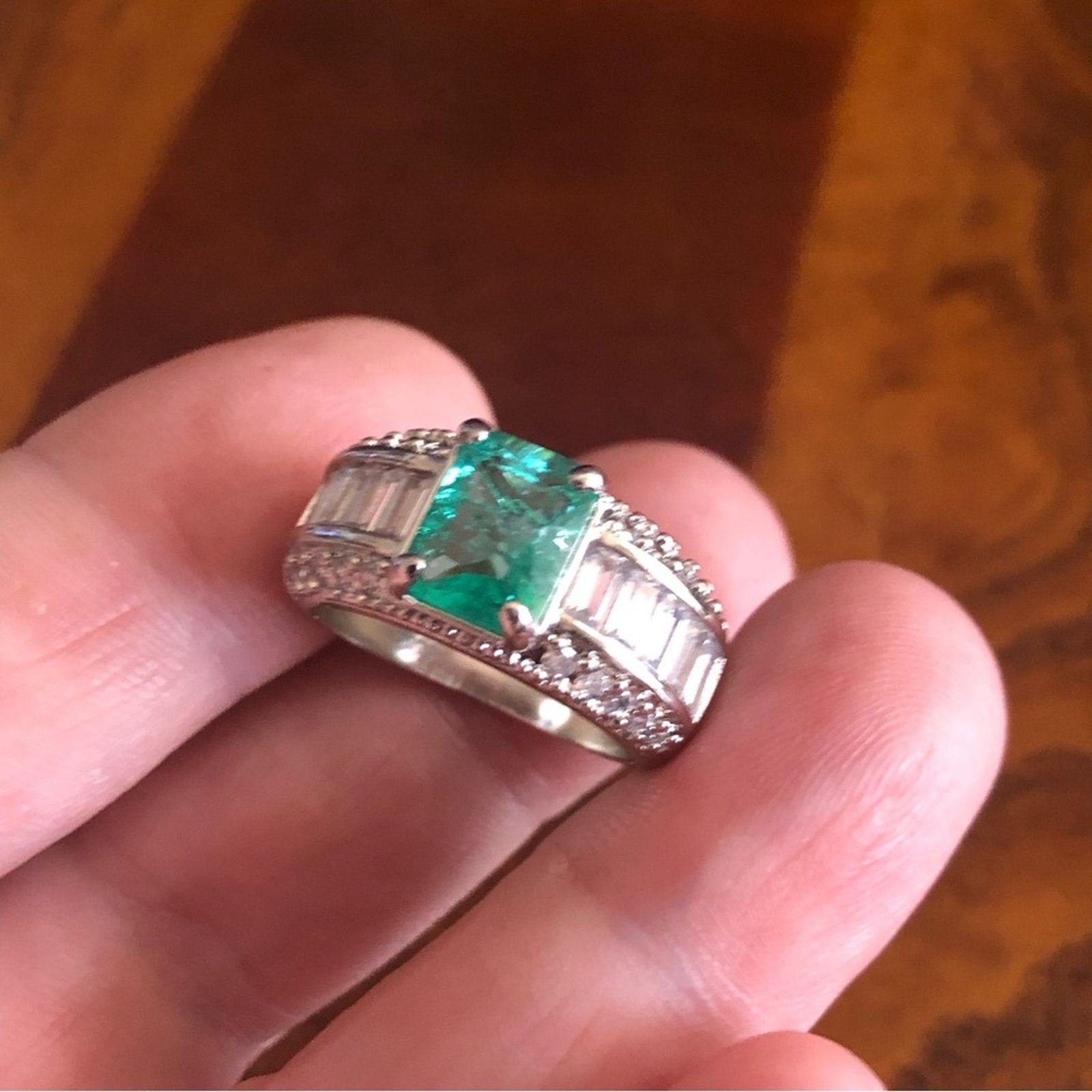 Jewelry Ladies elegant paraiba emerald stone 925 ring 8 NIB Size ONE SIZE - 13 Thumbnail