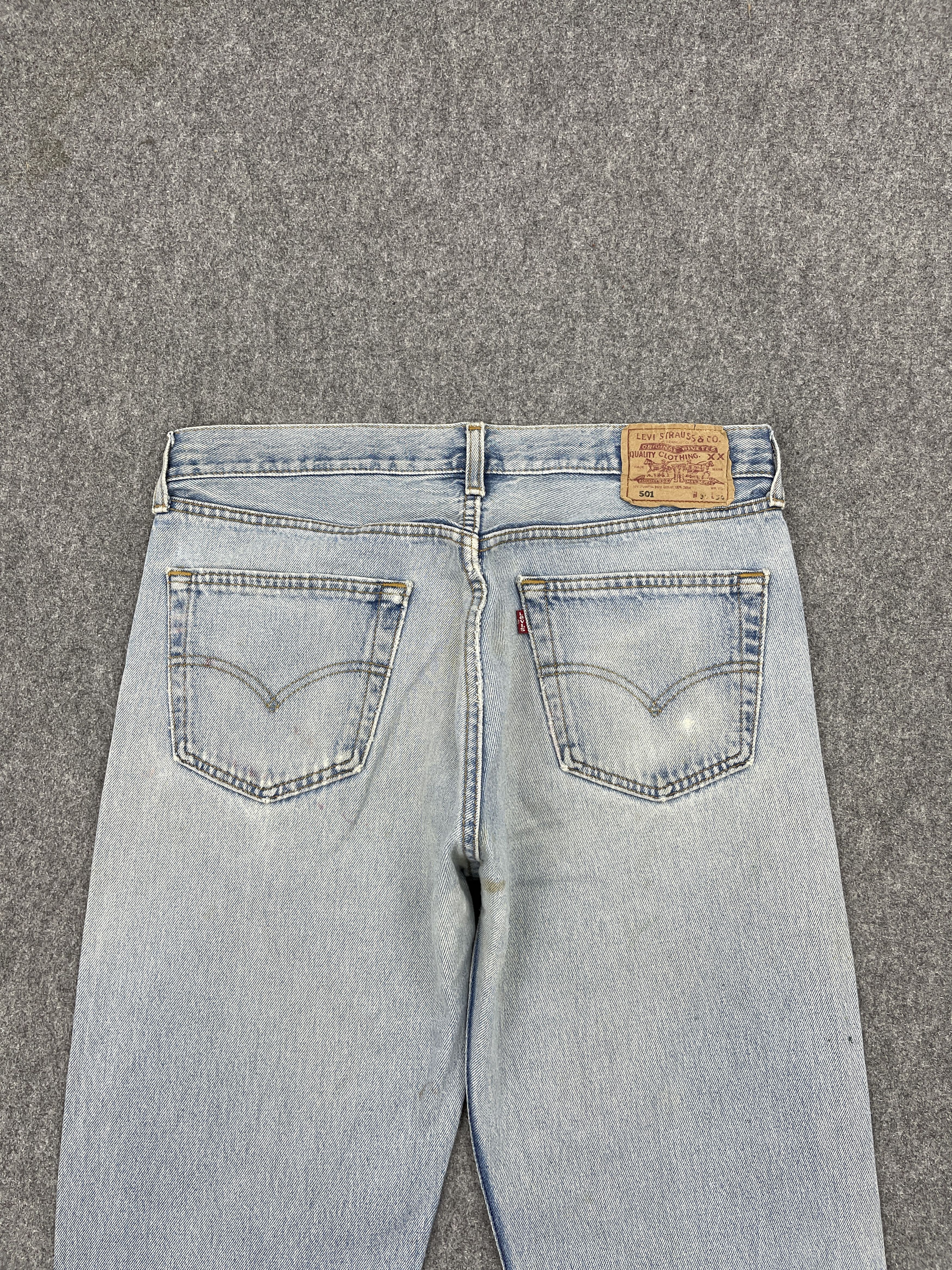 Levi's × Vintage Vintage 90s Levis 501 Light Washed Distressed Jeans Size US 33 - 4 Thumbnail