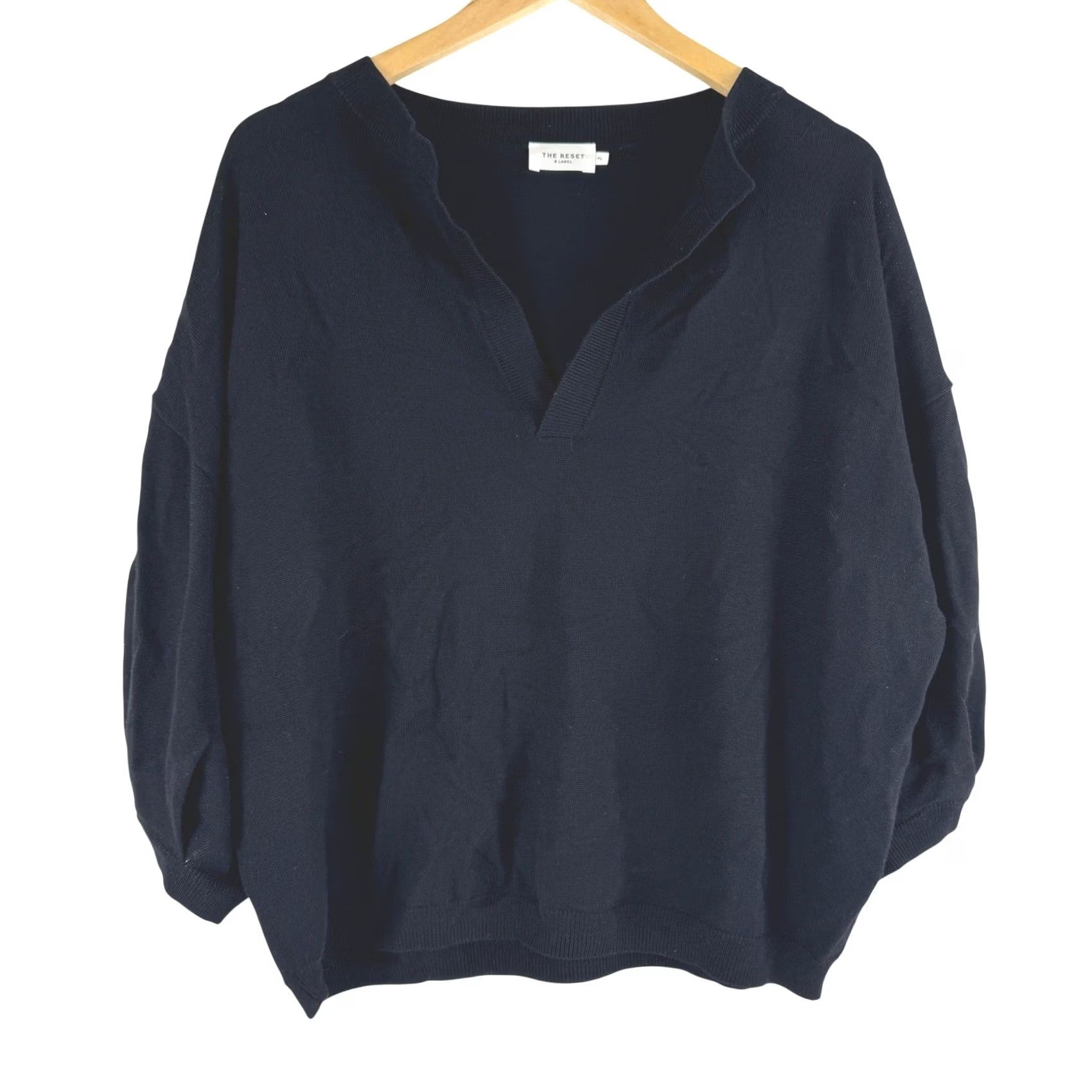 Vintage The Reset Wool V-Neck Pullover Shoulder Relaxed Fit Womens XL Black Sweater Size XL / US 12-14 / IT 48-50 - 2 Thumbnail