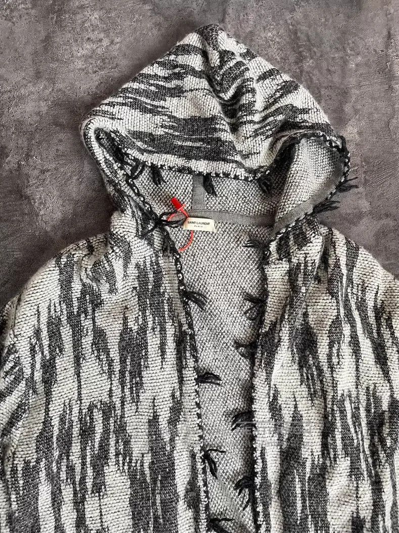 Saint Laurent Paris Saint Laurent Paris Beige Gray Linen and Wool Hooded Cardi Size US M / EU 48-50 / 2 - 2 Thumbnail