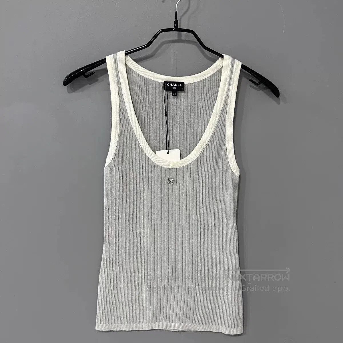 Chanel gray cashmere knit tank top by Chanel. Size XS / US 0-2 / IT 36-38 - 1 Thumbnail