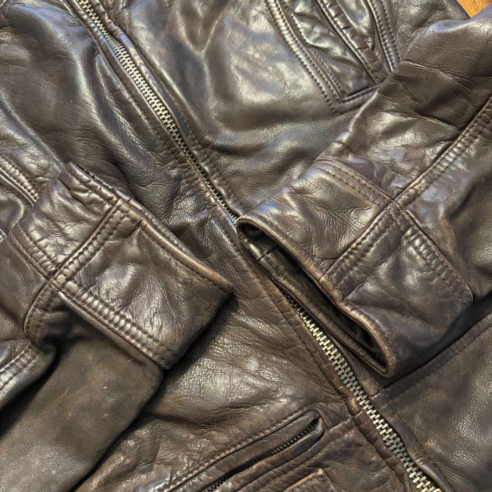 Hollister Hollister Palm Canyon Jacket Mens Small Leather Moto Bomber Size US S / EU 44-46 / 1 - 13 Thumbnail
