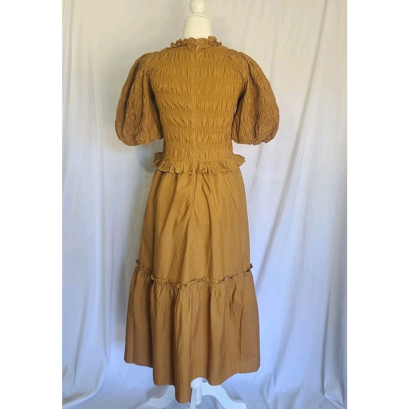 Sea New York Sea New York Rene Smocked Bronze Tiered Midi Dress US 0 Size XS / US 0-2 / IT 36-38 - 6 Thumbnail