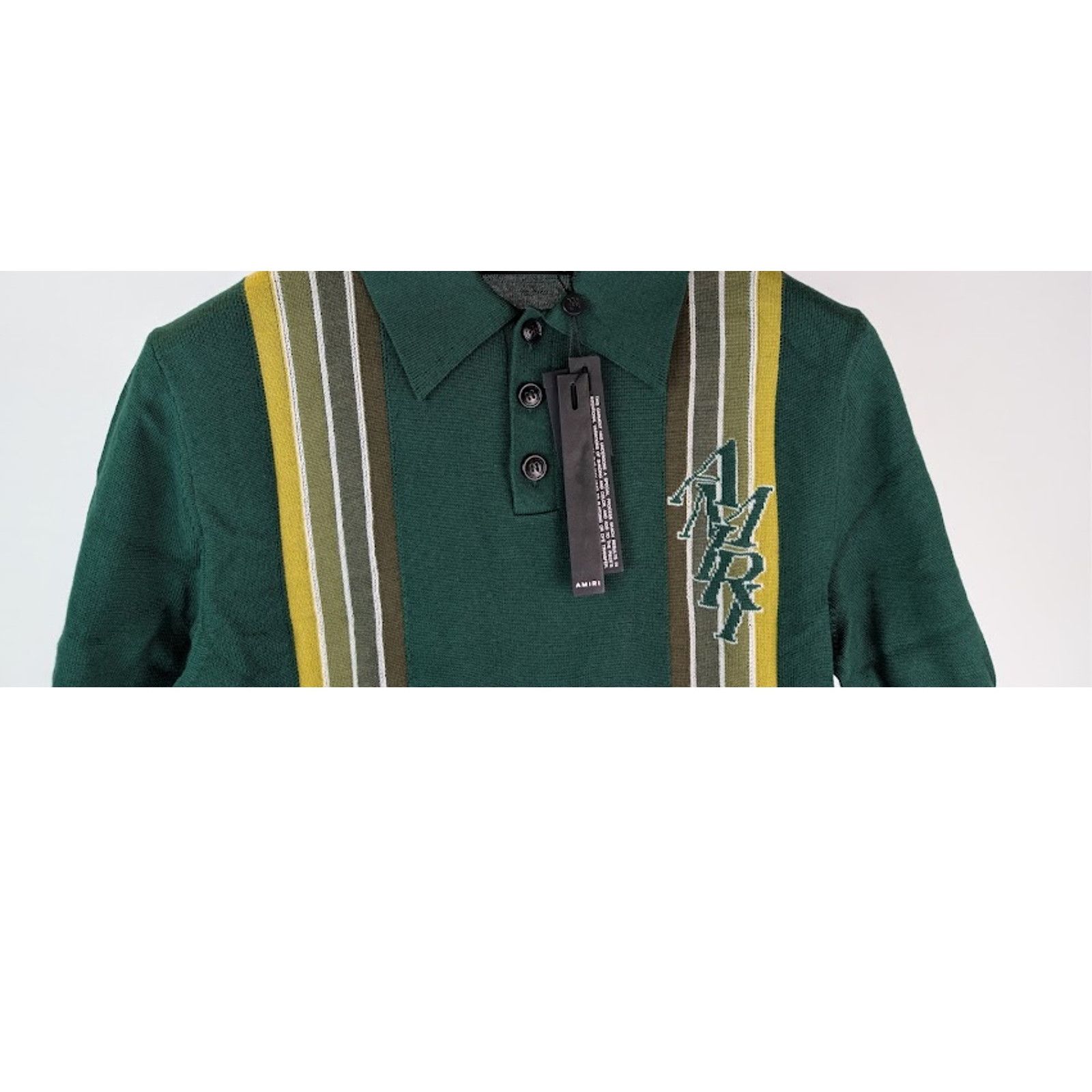 Amiri o1rshd1 Stack Stripe Short Sleeve Polo Shirt in Green Size US S / EU 44-46 / 1 - 3 Thumbnail