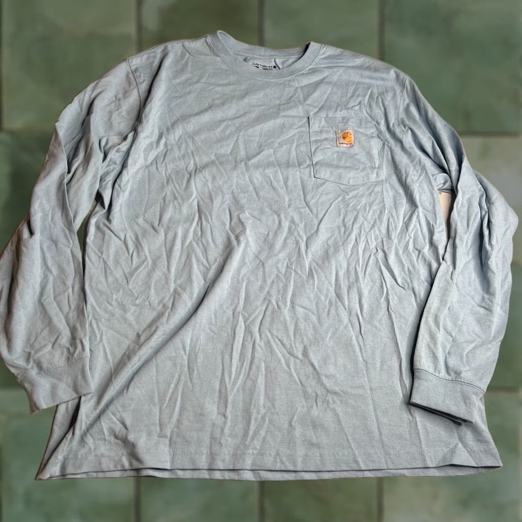 Carhartt Carhartt Men’s XL Long Sleeve Pocket T-Shirt Blue Workwear Logo Loose Fit Size US XL / EU 56 / 4 - 1 Thumbnail