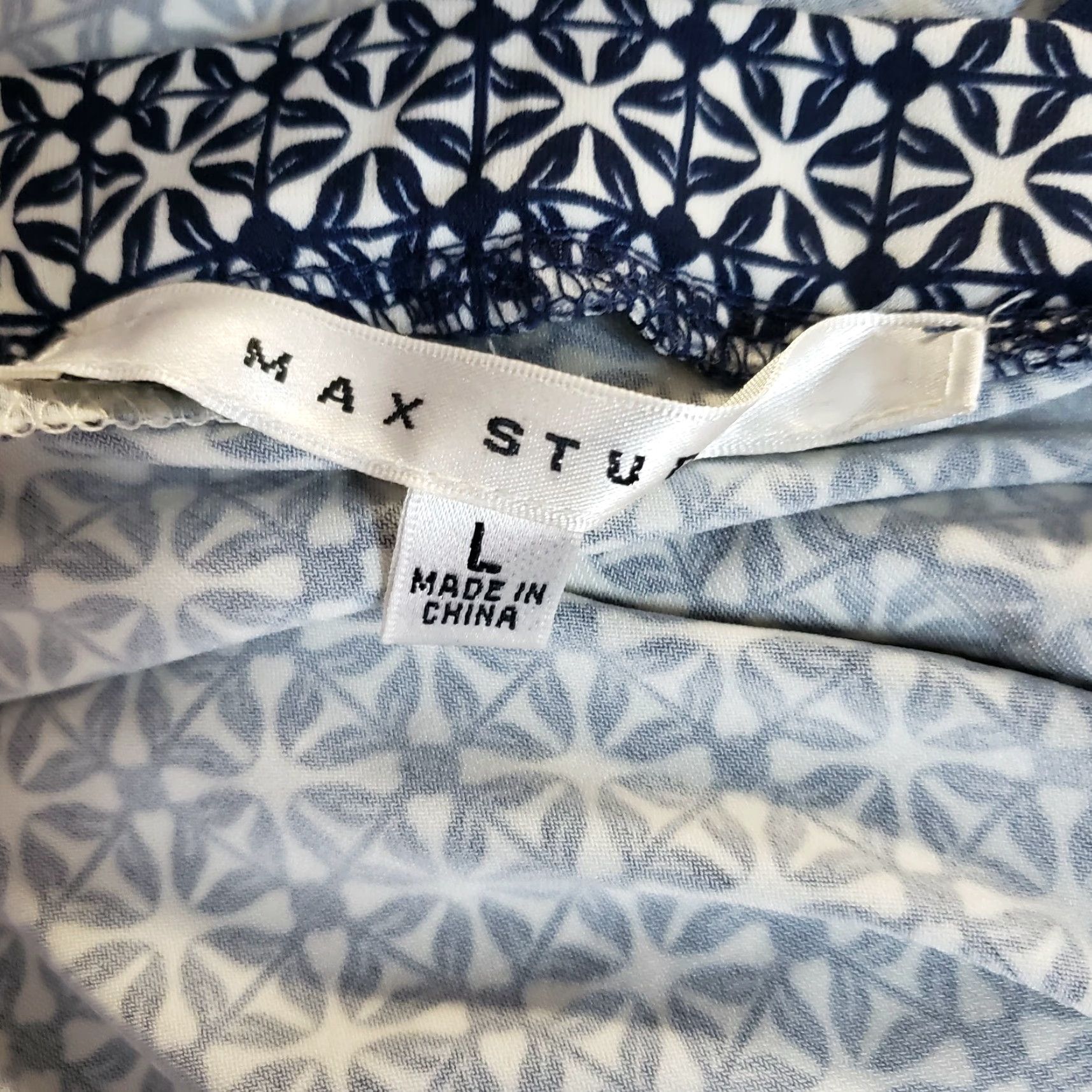 Vintage Max Studio Womens Pleated Skirt Sz Large Blue White Pull On Size 36" / US 14 / IT 50 - 3 Thumbnail