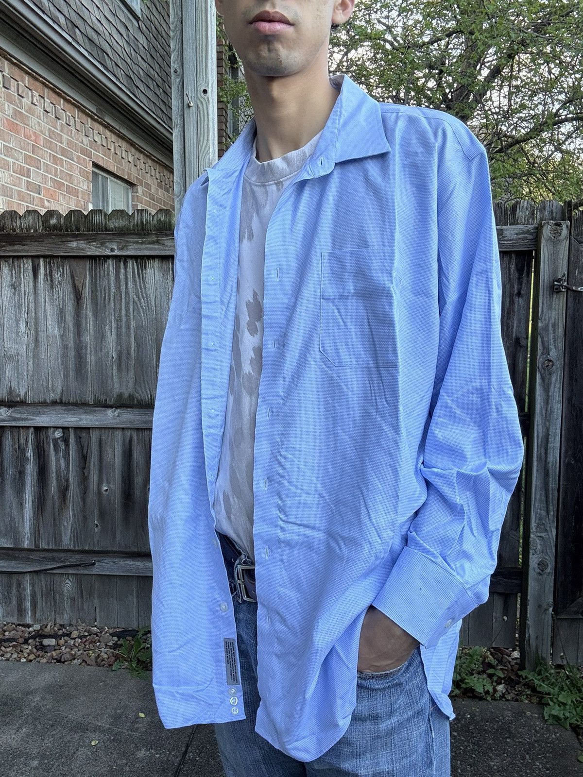 Nordstrom Fine John W. Nordstrom Blue Non-Iron 120s Formal Shirt Size US XL / EU 56 / 4 - 2 Thumbnail