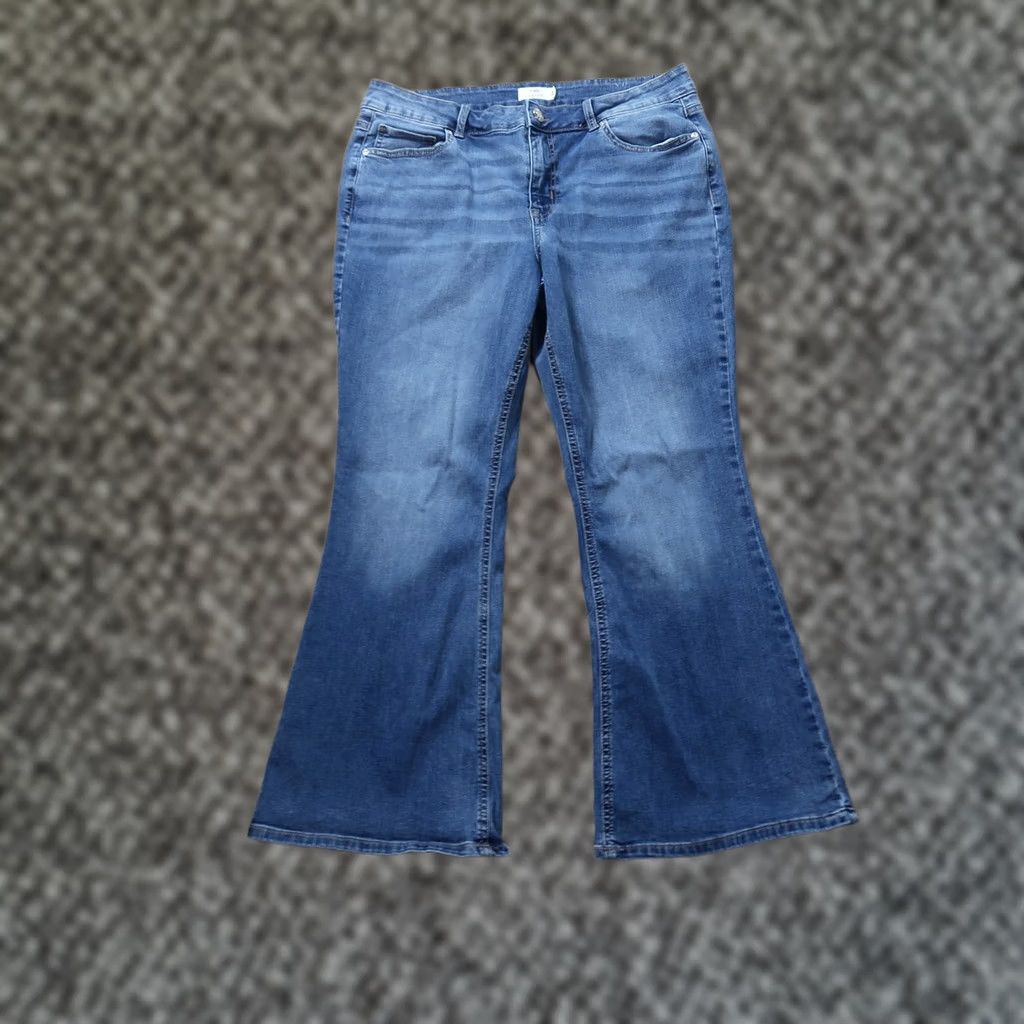 Vintage Maurices Jeans Classic Mid Rise Flare Leg Denim Blue 16 Women Adults 29in 5-Pocket Stretch Size 38" / US 16 / IT 52 - 1 Thumbnail