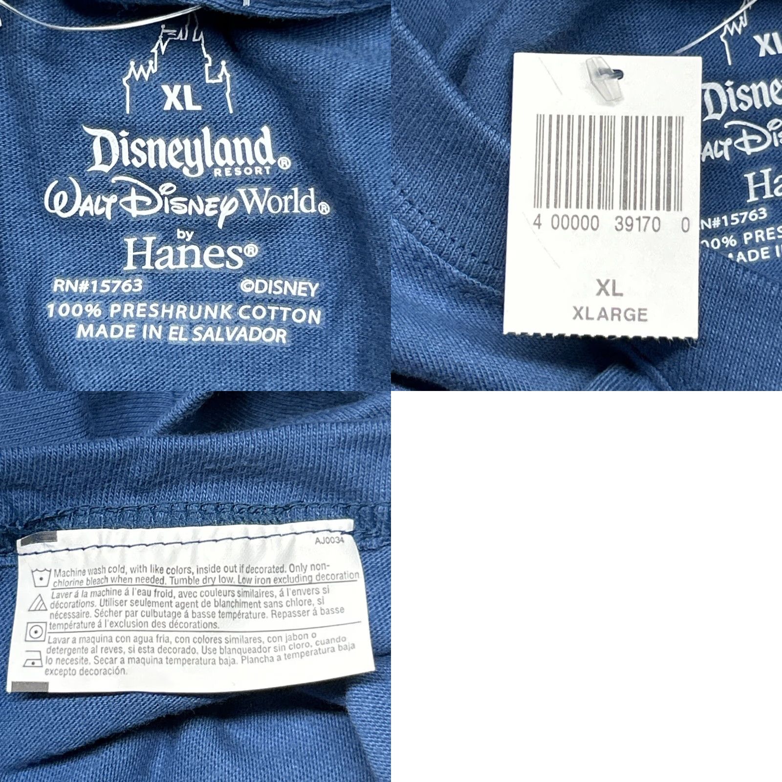 Hanes Hanes Disney T-Shirt Mens XL Blue Graphic Print Stitch Disneyland Resort Cotton Size US XL / EU 56 / 4 - 8 Thumbnail