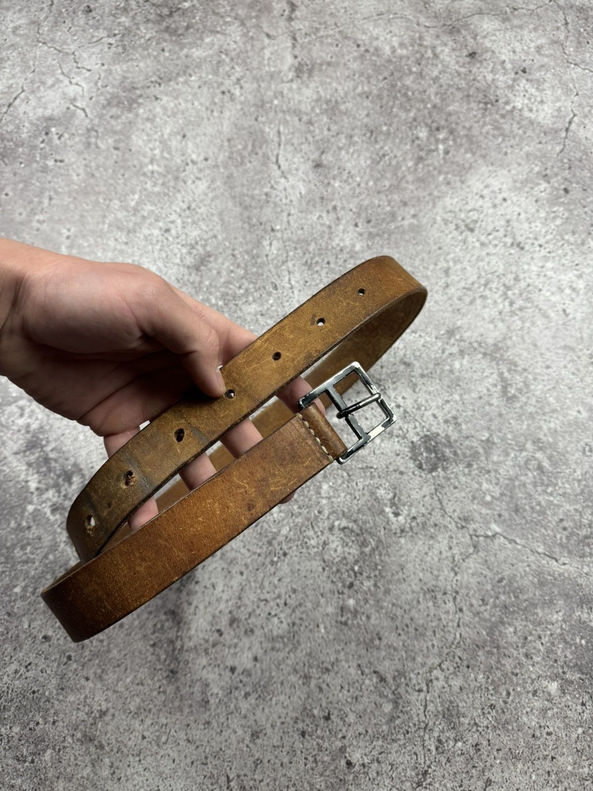Japanese Brand 00’s NUMBER NINE STYLE BROWN LEATHER RARE Y2K BELT VINTAGE Size ONE SIZE - 3 Thumbnail
