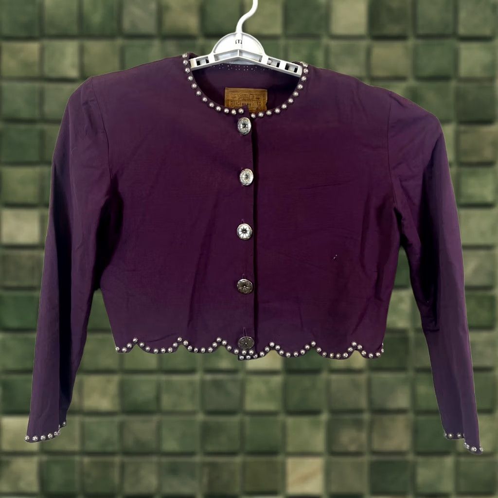 Doublet Double D Ranch Jacket Women S Purple Rayon Cropped Studded Scalloped Hem Western Jacket Size S / US 4 / IT 40 - 1 Thumbnail