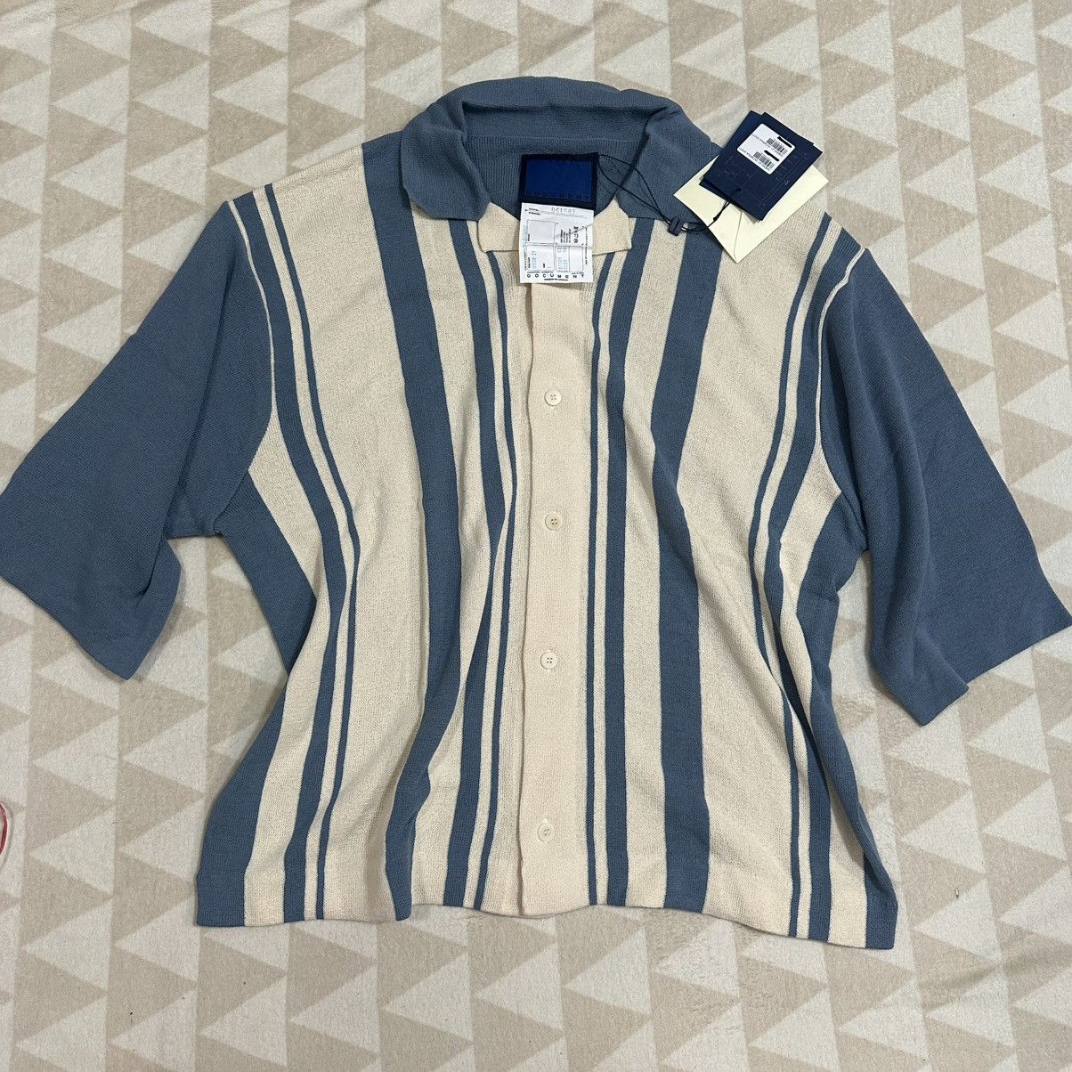 Document DOCUMENT Intarsia Knitting Stripe Sweater in Blue Size US L / EU 52-54 / 3 - 2 Thumbnail