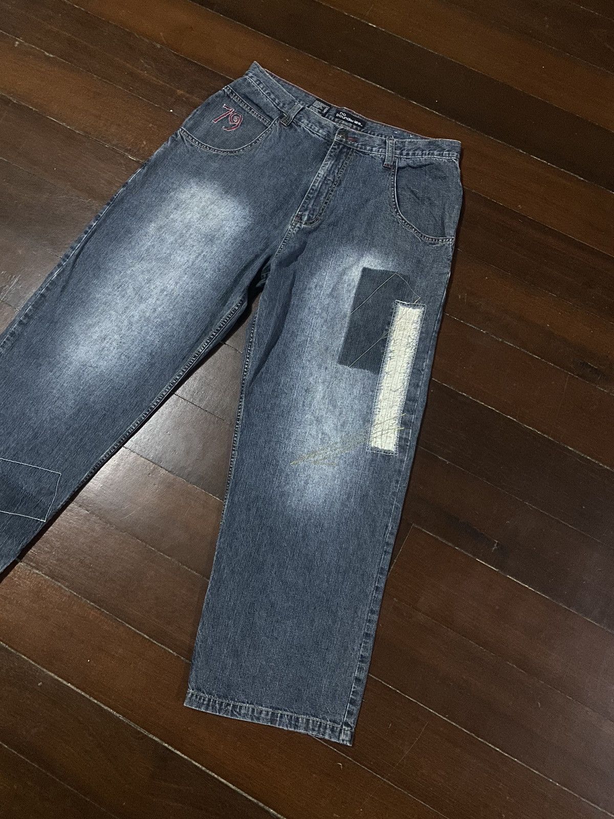 Designer × JNCO FIRE 🔥 NO BOUNDARIES WIDE LEG PATCH WORKS BELL BOTTOM Size US 36 / EU 52 - 5 Thumbnail