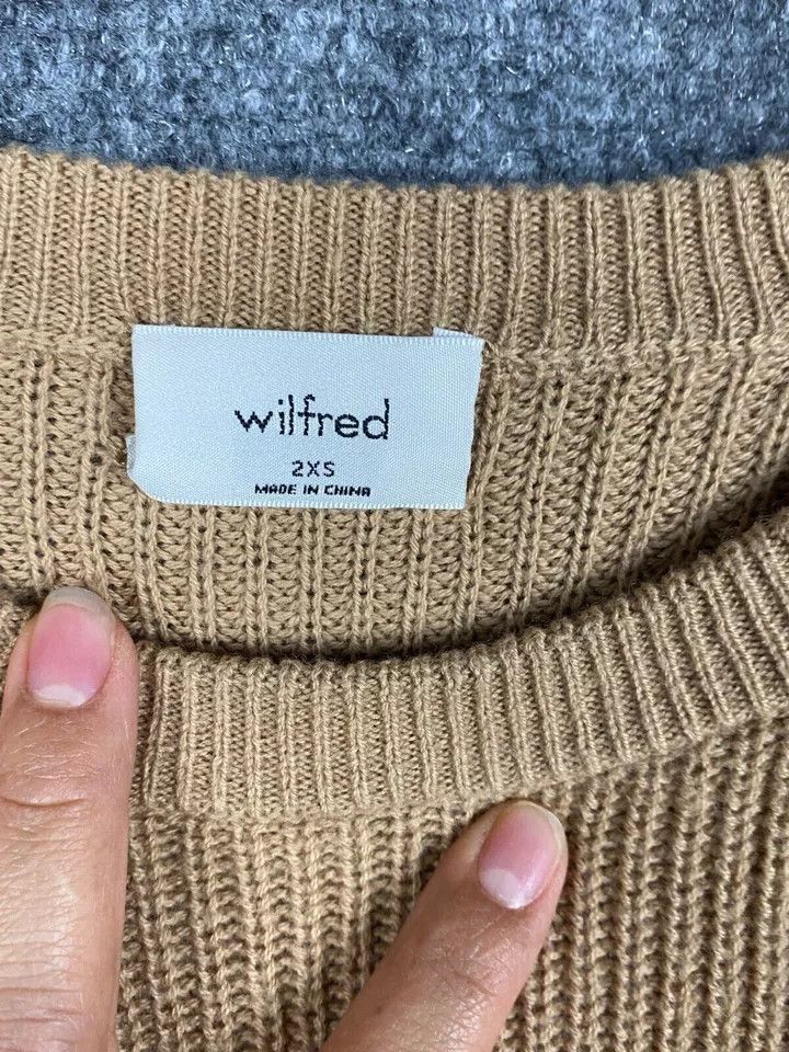 Other Wilfred Sweater Women's 2XS Pullover Knit Beige Crew Neck Size XXS / US 00 / IT 34 - 3 Thumbnail