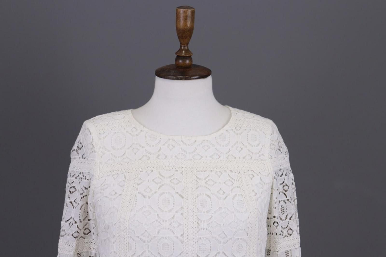 Designer Sezane x La Redoute White Mesh Floral Mini Dress Size 8 Size M / US 6-8 / IT 42-44 - 4 Thumbnail