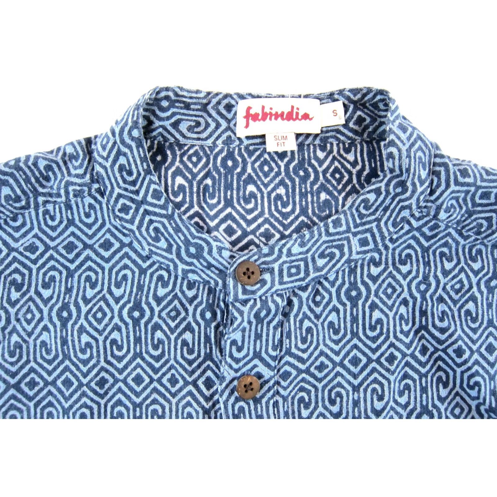 Vintage Fabindia Shirt Men Small Slim Blue Long Sleeve Button-Up Pocket 100% Cotton Vintage? No (adult) Size US S / EU 44-46 / 1 - 3 Thumbnail