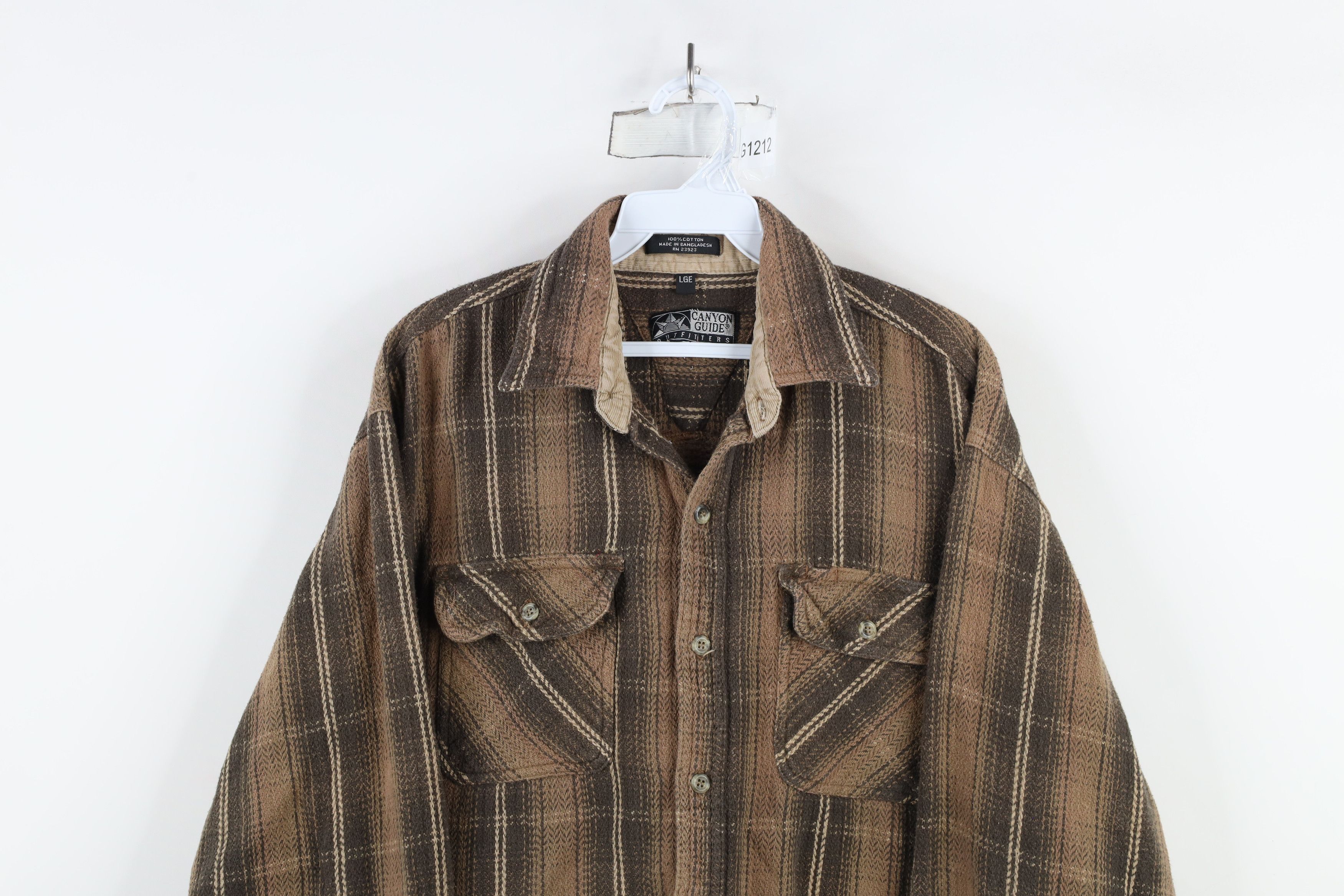 Vintage Vintage 90s Streetwear Heavyweight Button Shirt Brown Size US L / EU 52-54 / 3 - 2 Thumbnail