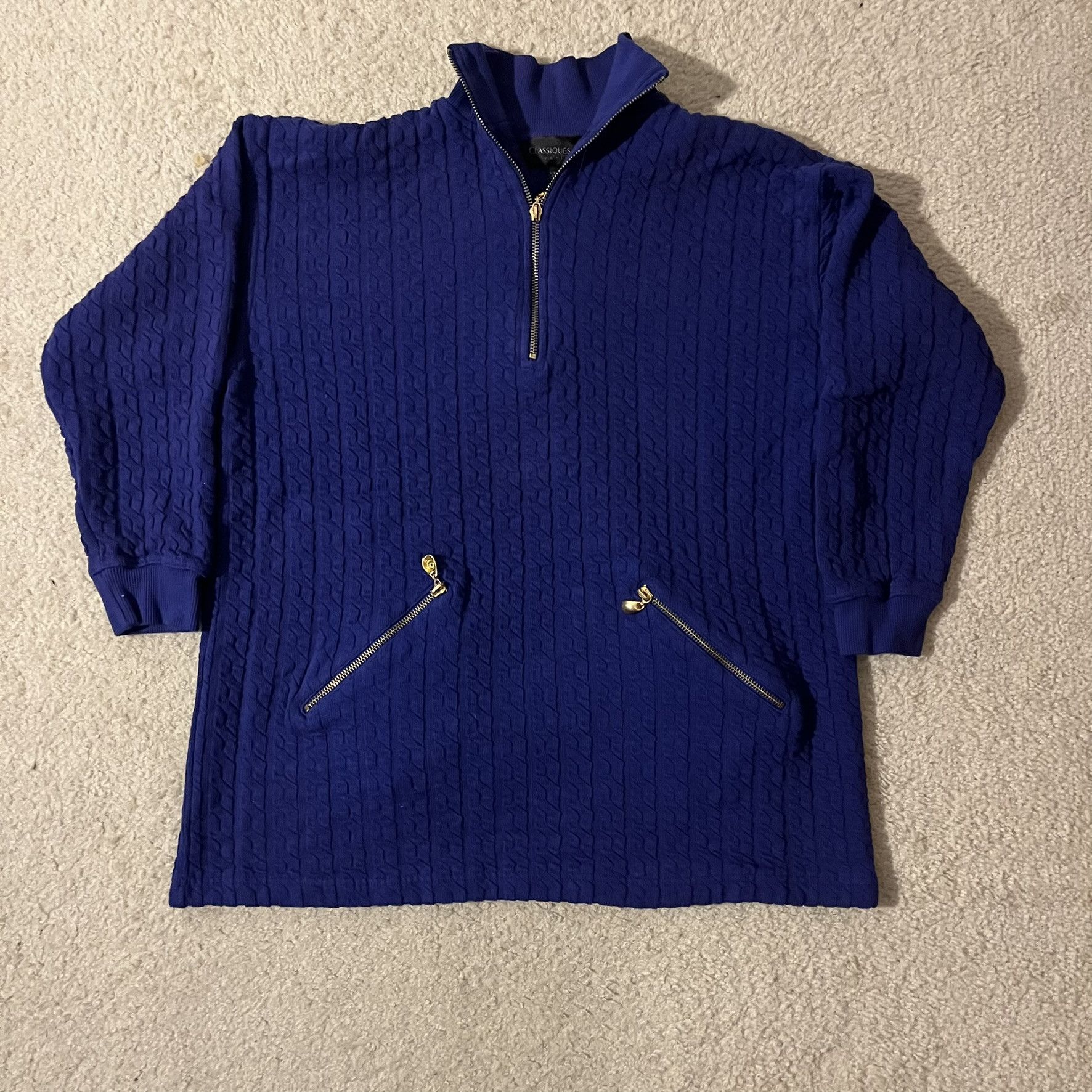 Other Classiques Sport Petites Indigo Gold Accent Quarter Sweater Size M / US 6-8 / IT 42-44 - 1 Thumbnail