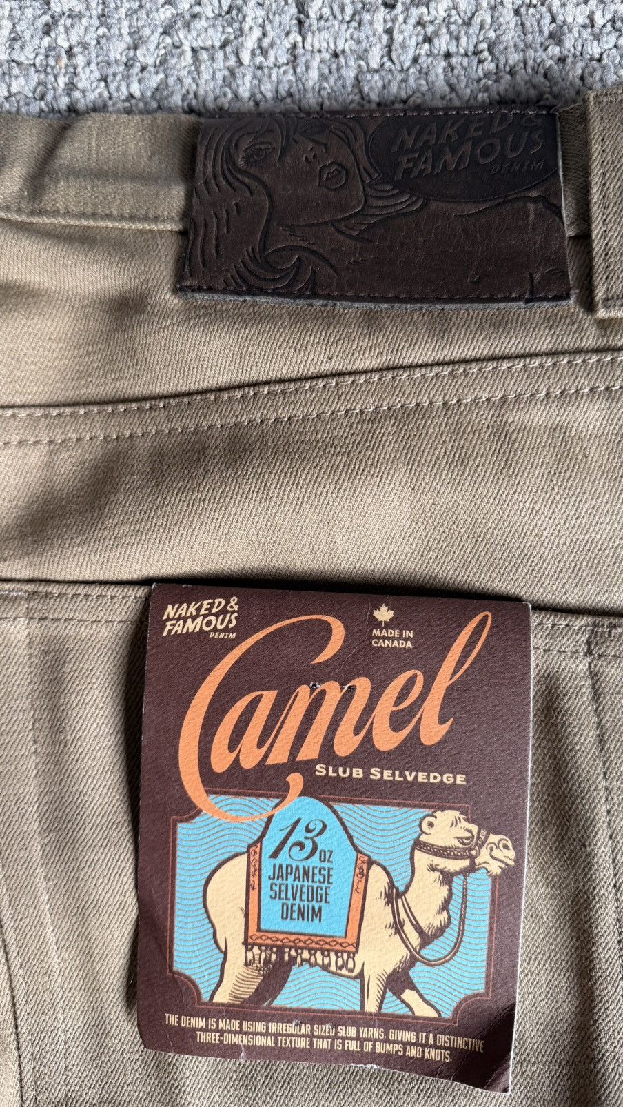 Naked & Famous Camel Slub Selvedge Size US 36 / EU 52 - 3 Thumbnail
