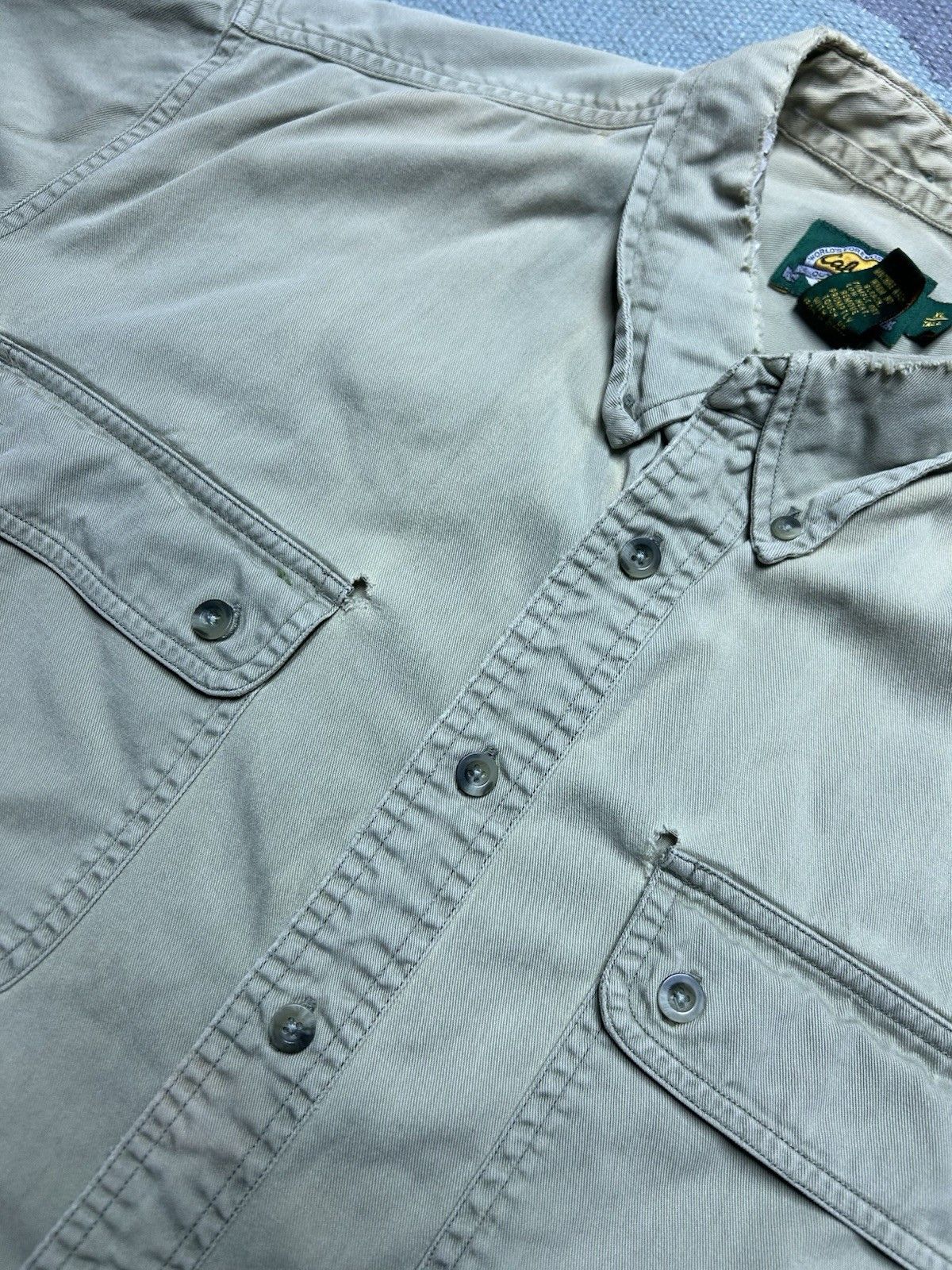 Vintage Vintage Cabelas button shirt paint distressed khaki XL tall Size US XL / EU 56 / 4 - 8 Thumbnail