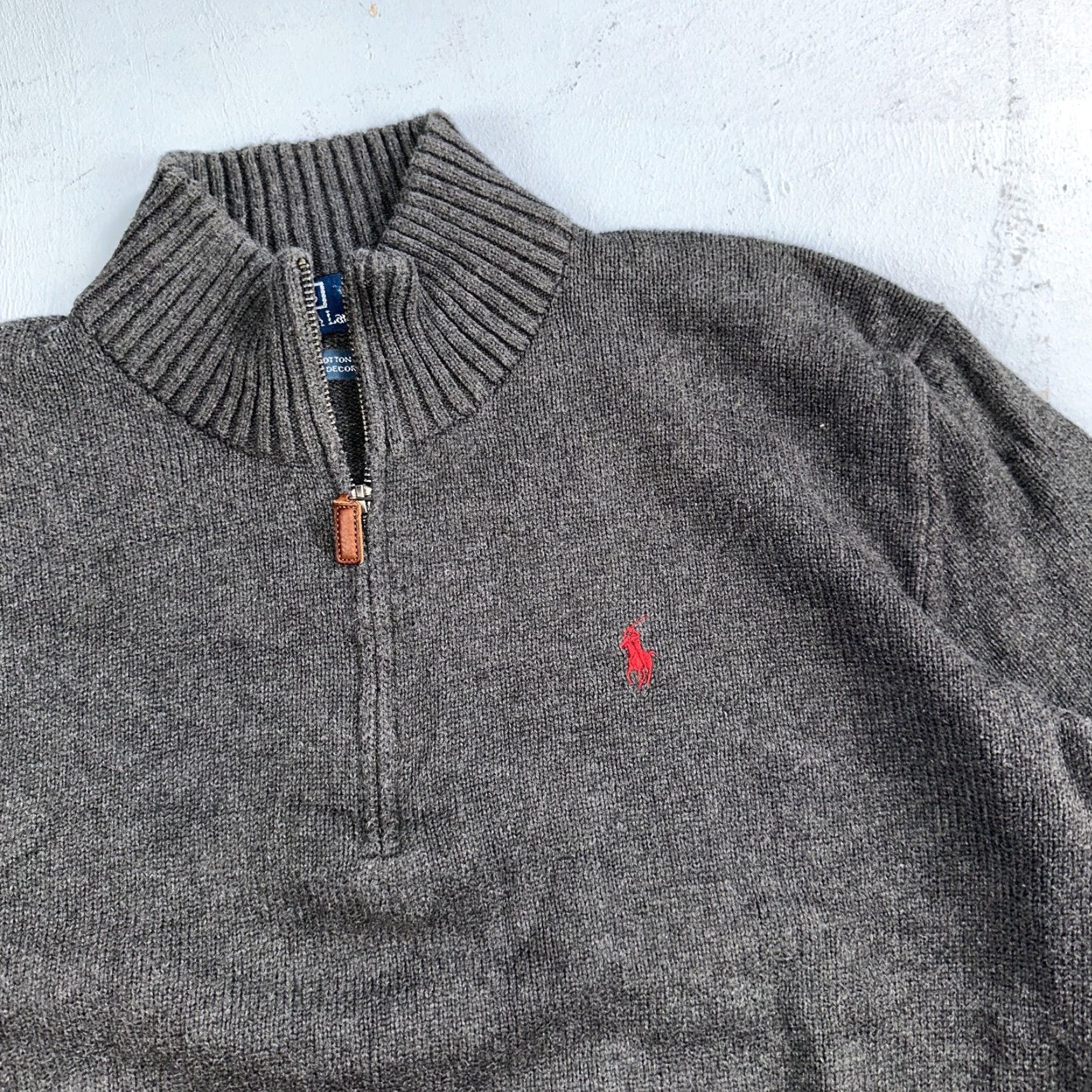 Ralph Lauren Polo Ralph Lauren Sweater L Gray Cotton Long Sleeve Mock Neck Quarter Zip VTG Size US L / EU 52-54 / 3 - 2 Thumbnail