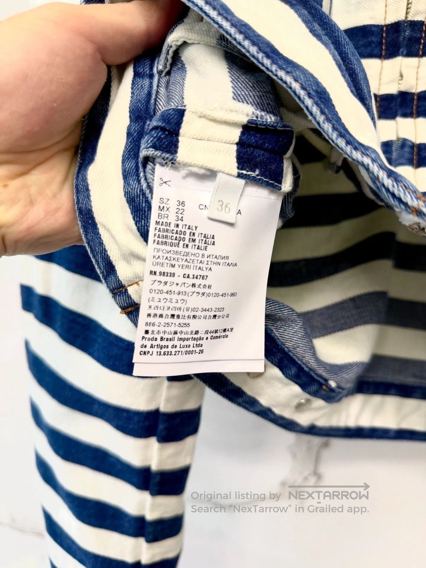 Prada Prada Blue White Striped Denim Jacket. Size XS / US 0-2 / IT 36-38 - 4 Thumbnail