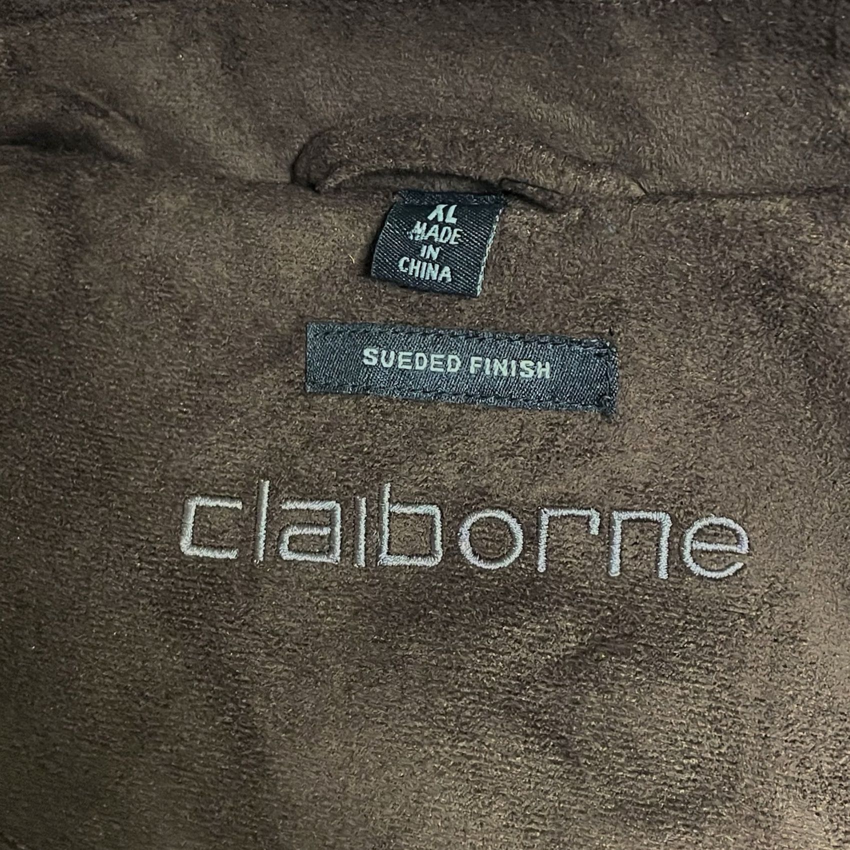 Liz Claiborne VINTAGE Claiborne Bomber Jacket Men Dark Brown Suede Finish Y2K Zip XL Size US XL / EU 56 / 4 - 3 Thumbnail
