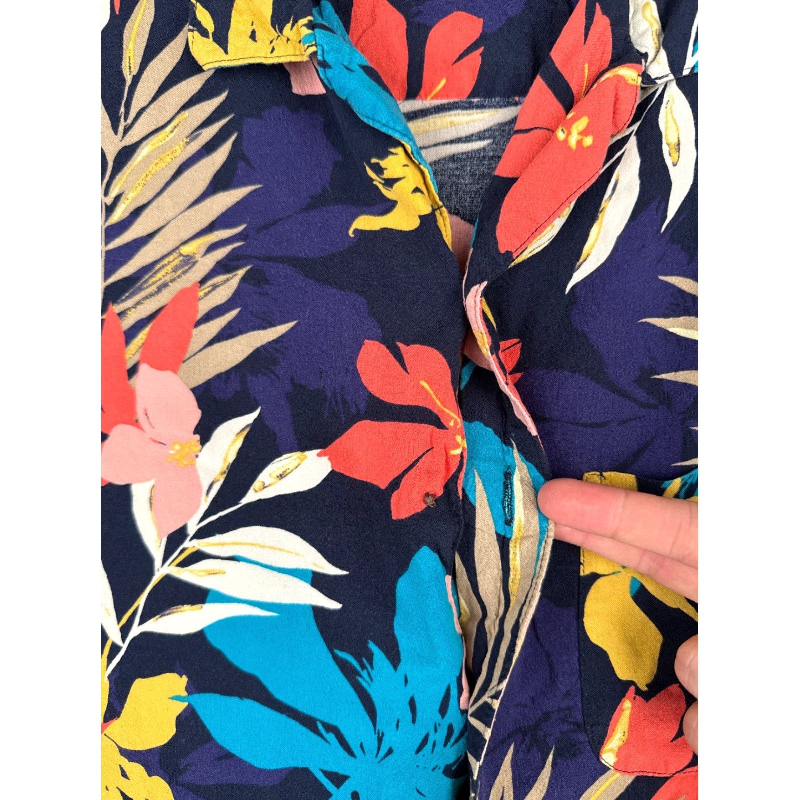 George George Shirt Men Small Blue Floral Palm Leaf Print Hawaiian 100% Rayon Pocket Short Sleeve Button-Up Mens Size US S / EU 44-46 / 1 - 7 Thumbnail