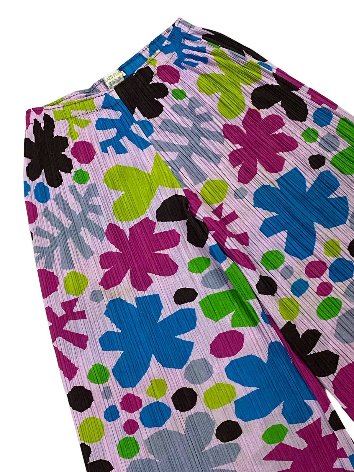 Issey Miyake Pleats Please Pleated Wide-Leg Flower Pattern Pants Size 28" / US 6 / IT 42 - 15 Thumbnail