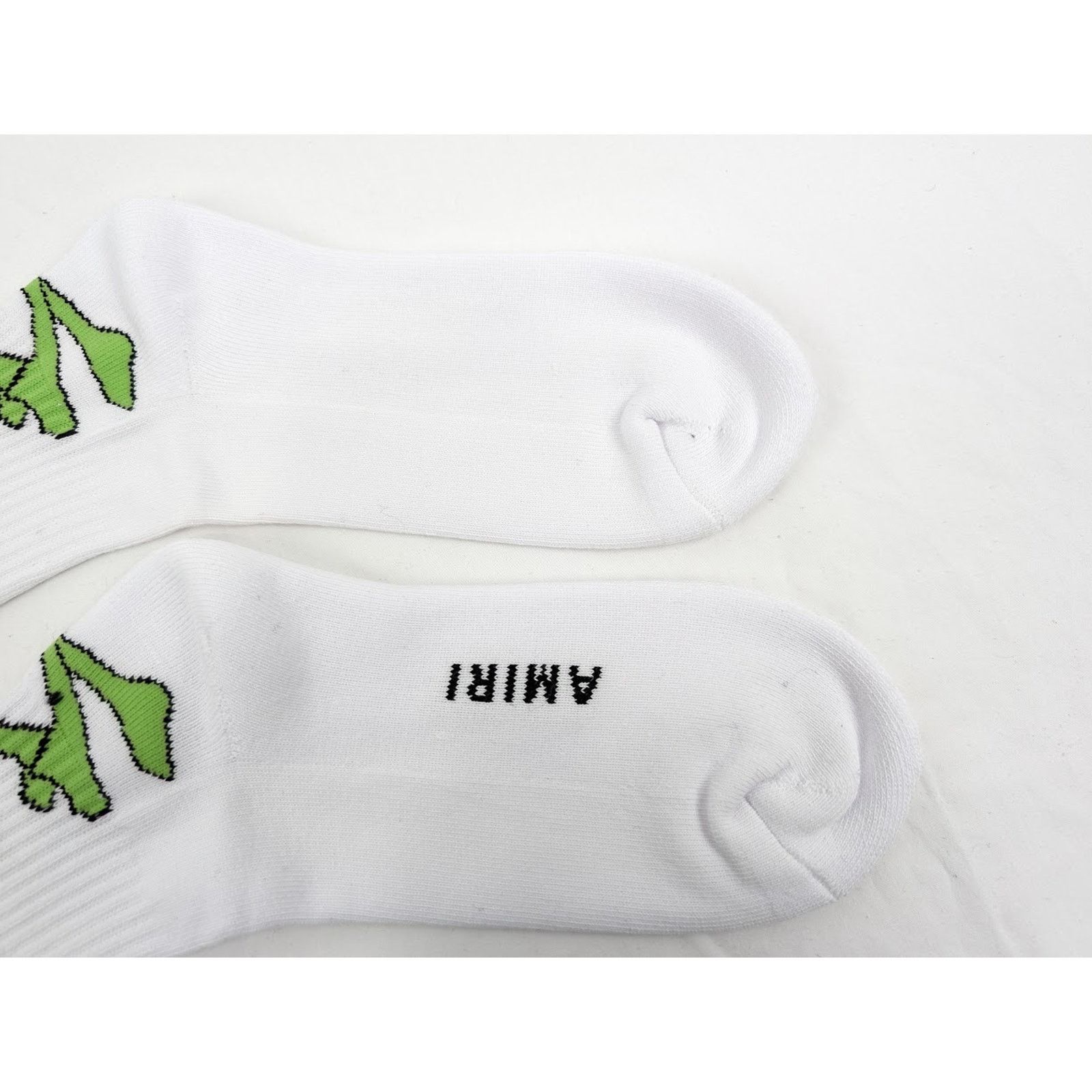 Amiri o1rshd1 Size: 45-46 / Stacked Bones Socks in White/Lime Size ONE SIZE - 4 Thumbnail