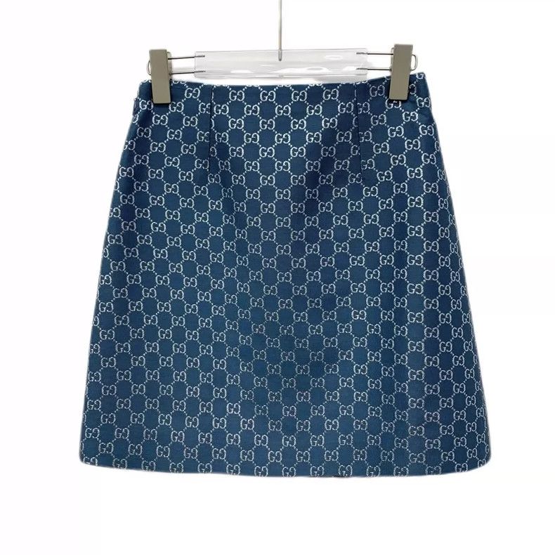 Gucci Gucci Blue logo jacquard full-print metal buckle wool short Size 25" / US 0 / IT 36 - 2 Thumbnail