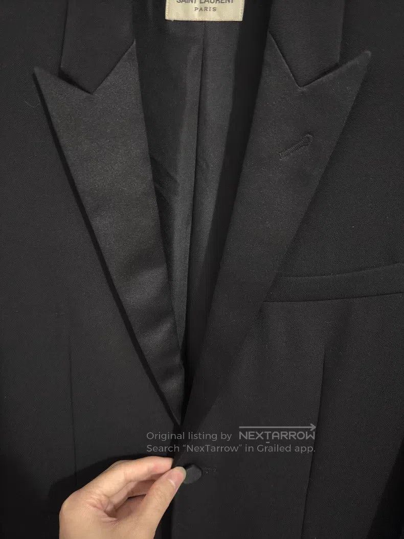 Saint Laurent Paris Saint Laurent Paris Black Satin Notched Lapel Smoking Jack Size US S / EU 44-46 / 1 - 3 Thumbnail