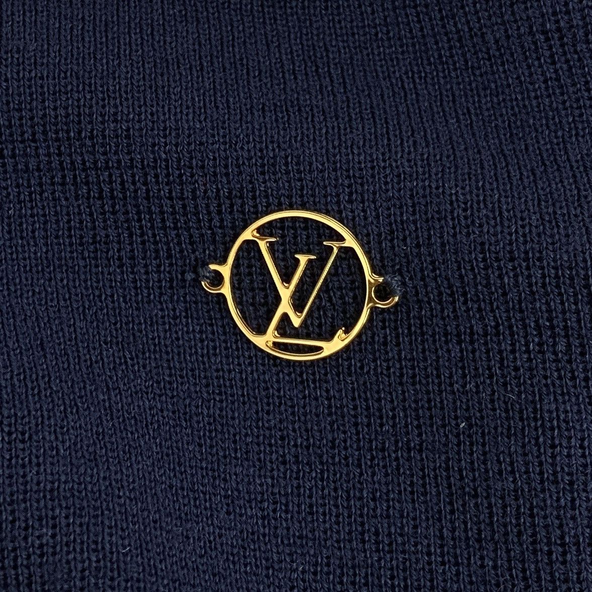 Louis Vuitton Louis Vuitton Blue Logo Wool V-neck Long Sleeve Dress K26WX Size S / US 4 / IT 40 - 5 Thumbnail