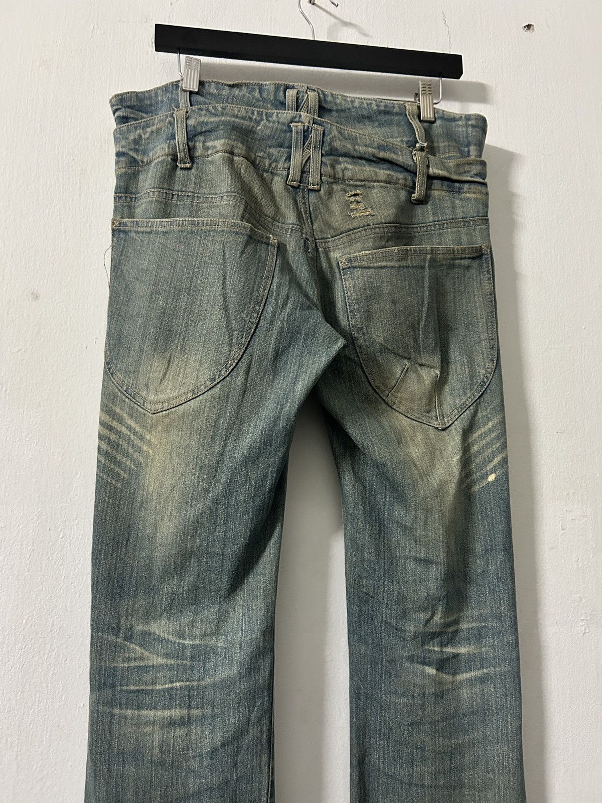 Japanese Brand Gumu international washed double waist jeans Size US 33 - 11 Thumbnail