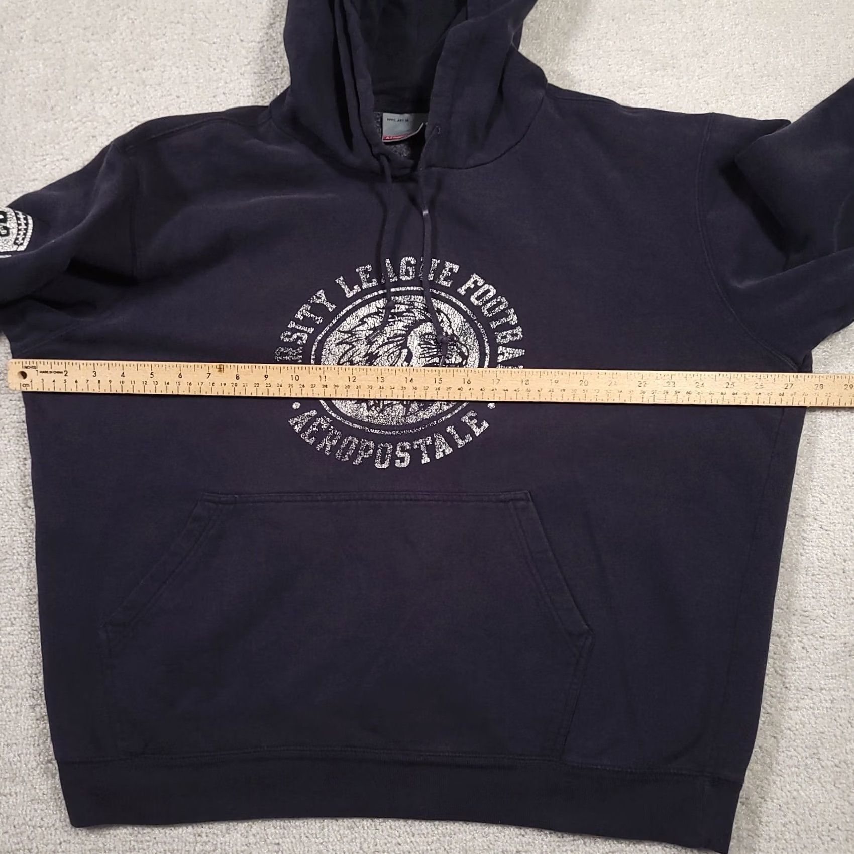 Aeropostale VINTAGE Aeropostale Hoodie Mens XL Navy Blue Sweatshirt Pullover Pockets Logo Cotton Blend Long Sleeve Drawstring Modern Y2K Style Gear Boys? Size US XL / EU 56 / 4 - 3 Thumbnail