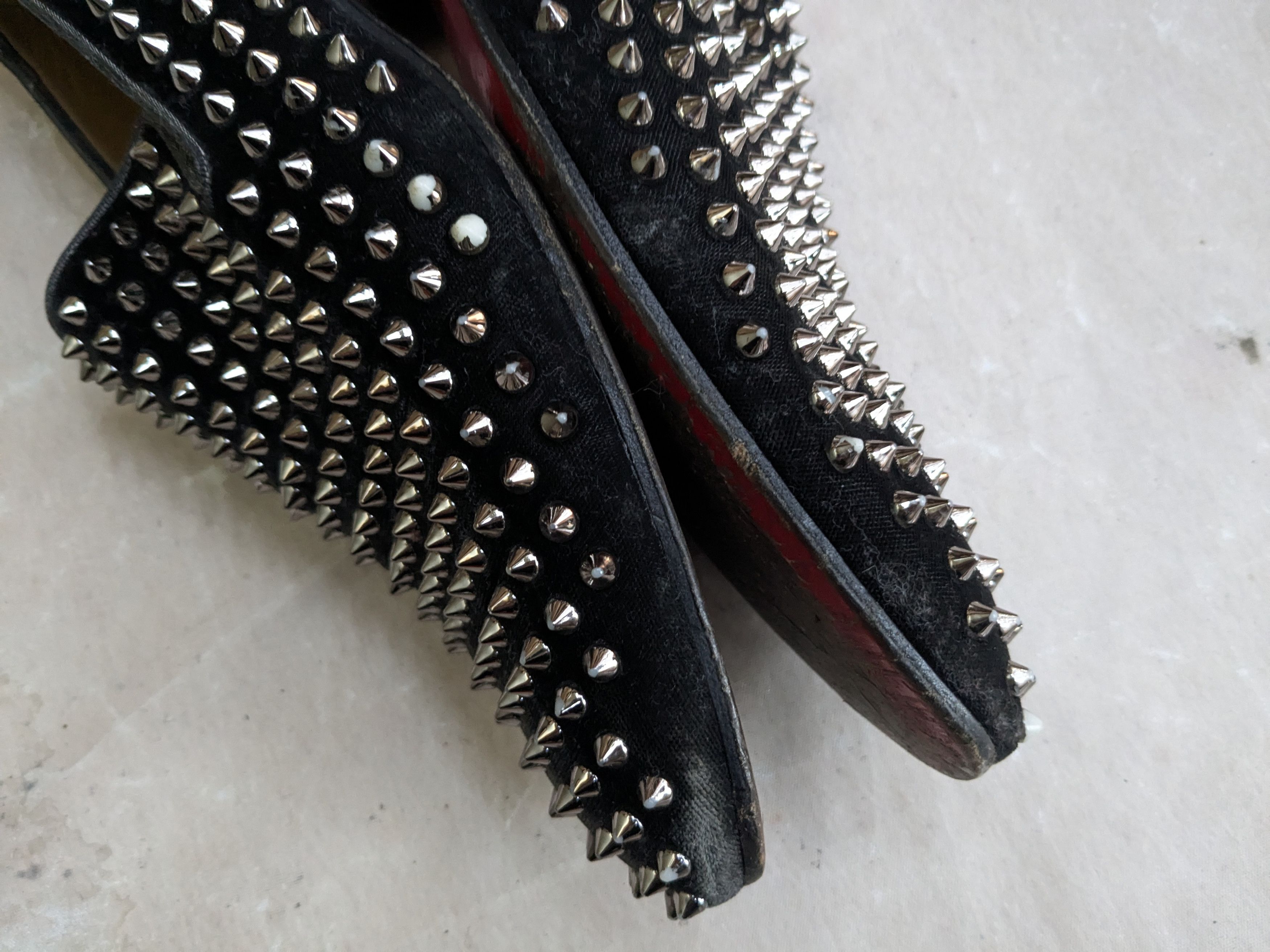 Christian Louboutin Christian Louboutin Spike Loafers Black Velvet 9.5 42.5 Size US 9.5 / EU 42-43 - 4 Thumbnail