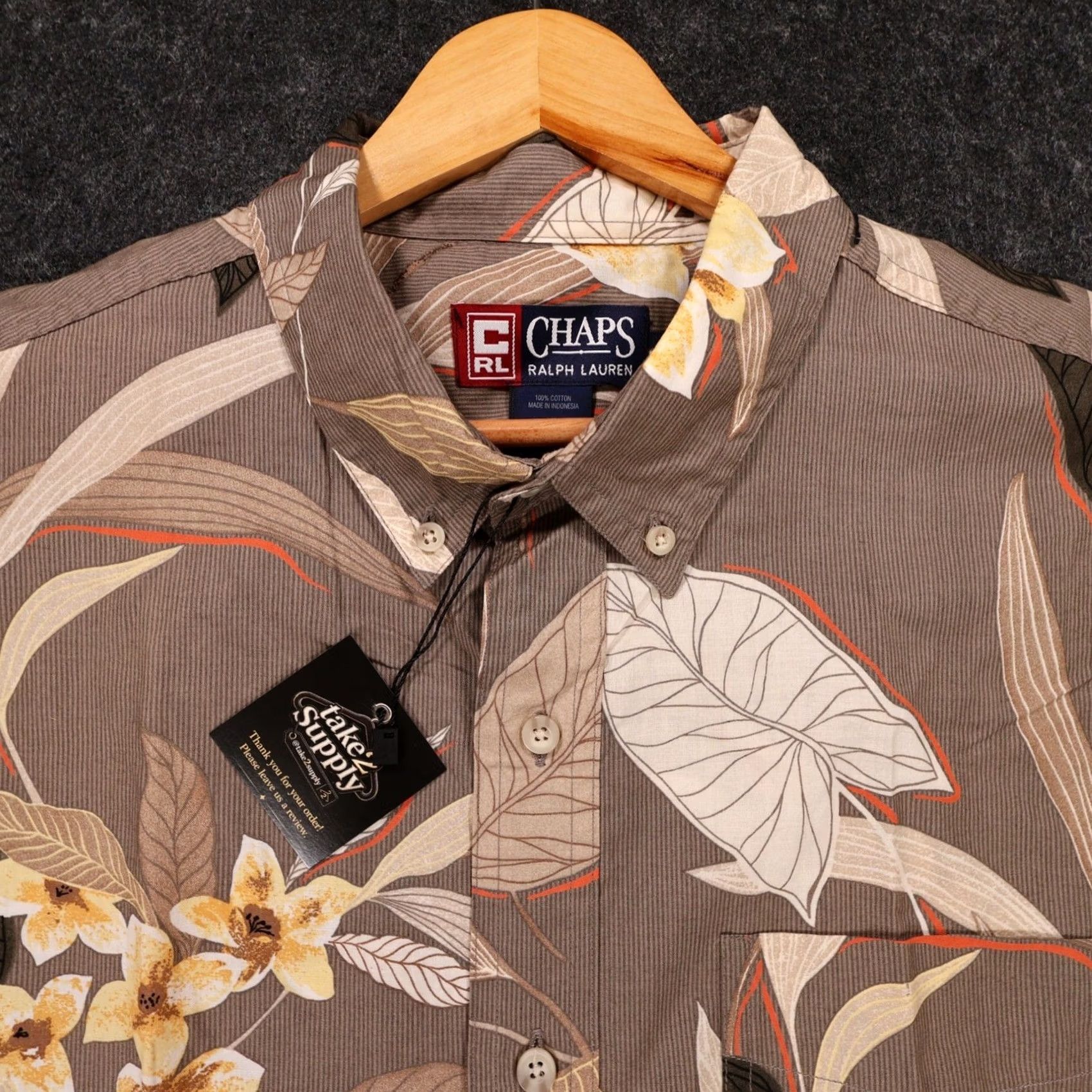 Ralph Lauren VINTAGE Chaps Ralph Lauren Shirt Mens XL Brown Floral Tropical Button Down Size US XL / EU 56 / 4 - 5 Thumbnail
