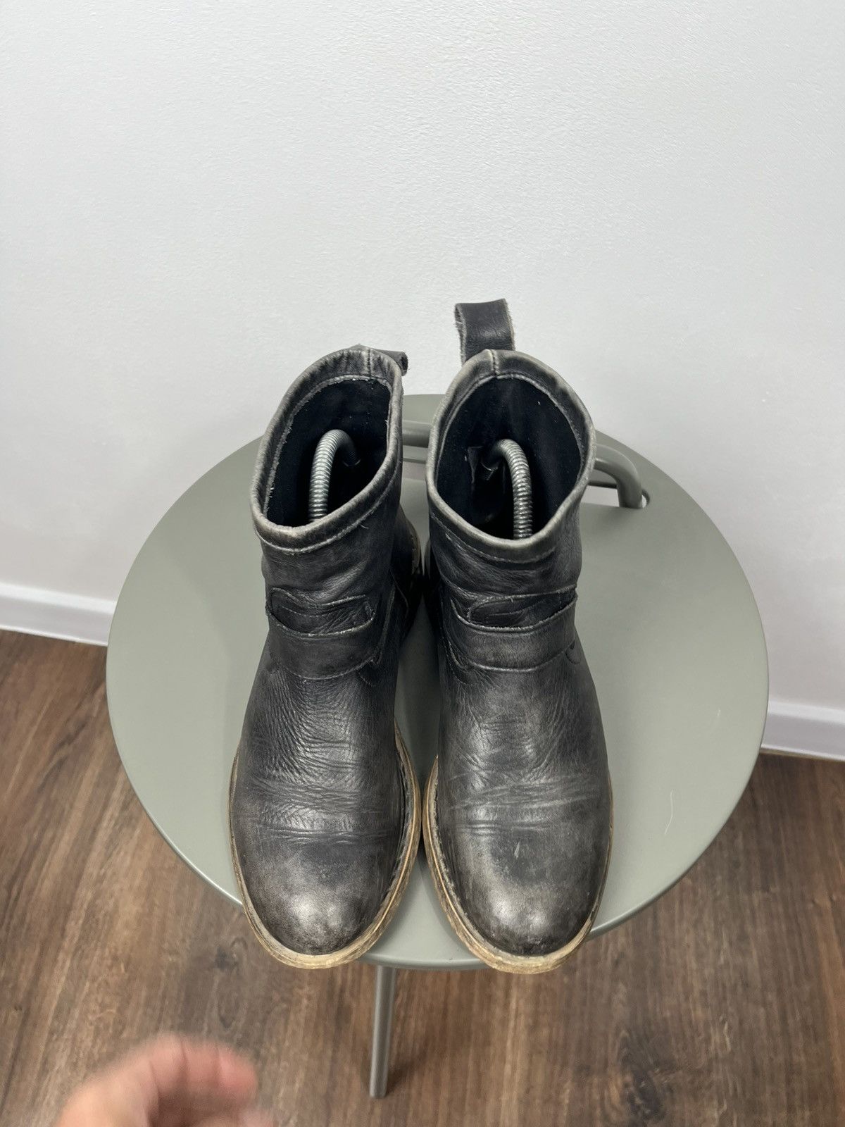 Other Black Distressed Leather Buckle Ankle Boots Size 39 Size US 8.5 / IT 38.5 - 7 Thumbnail